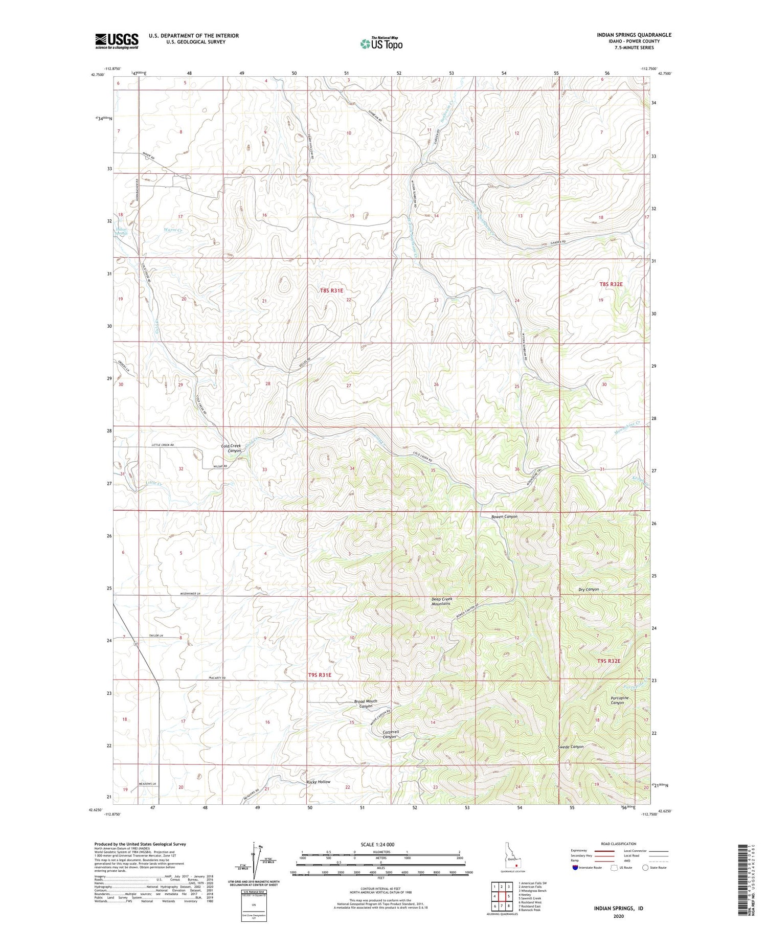 Indian Springs Idaho US Topo Map Image