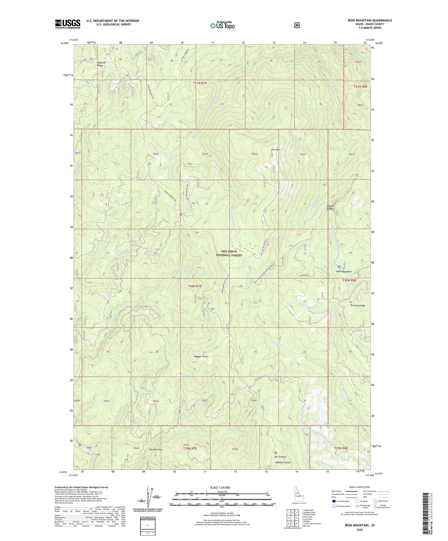 Iron Mountain Idaho US Topo Map Image