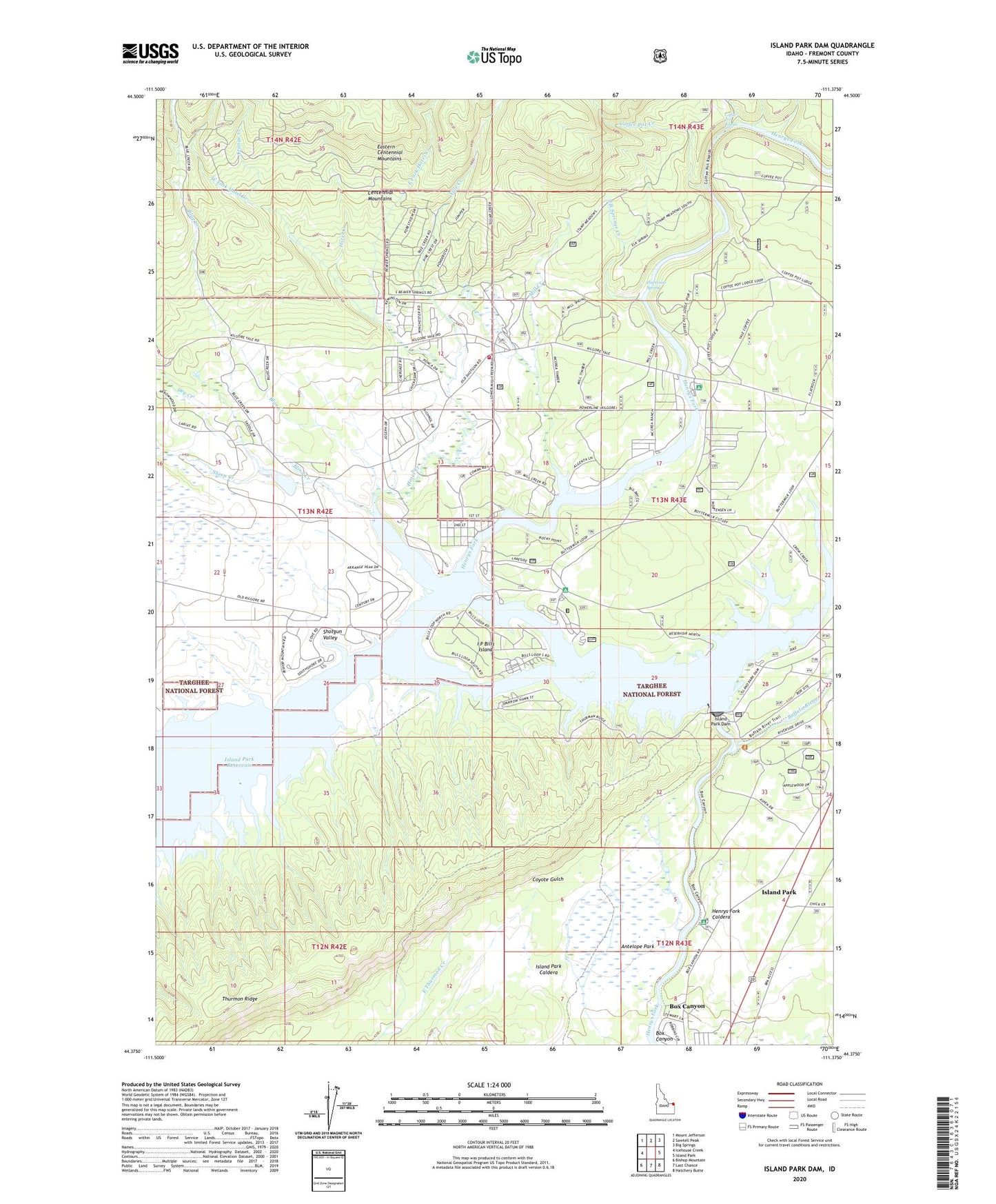 Island Park Dam Idaho US Topo Map Image