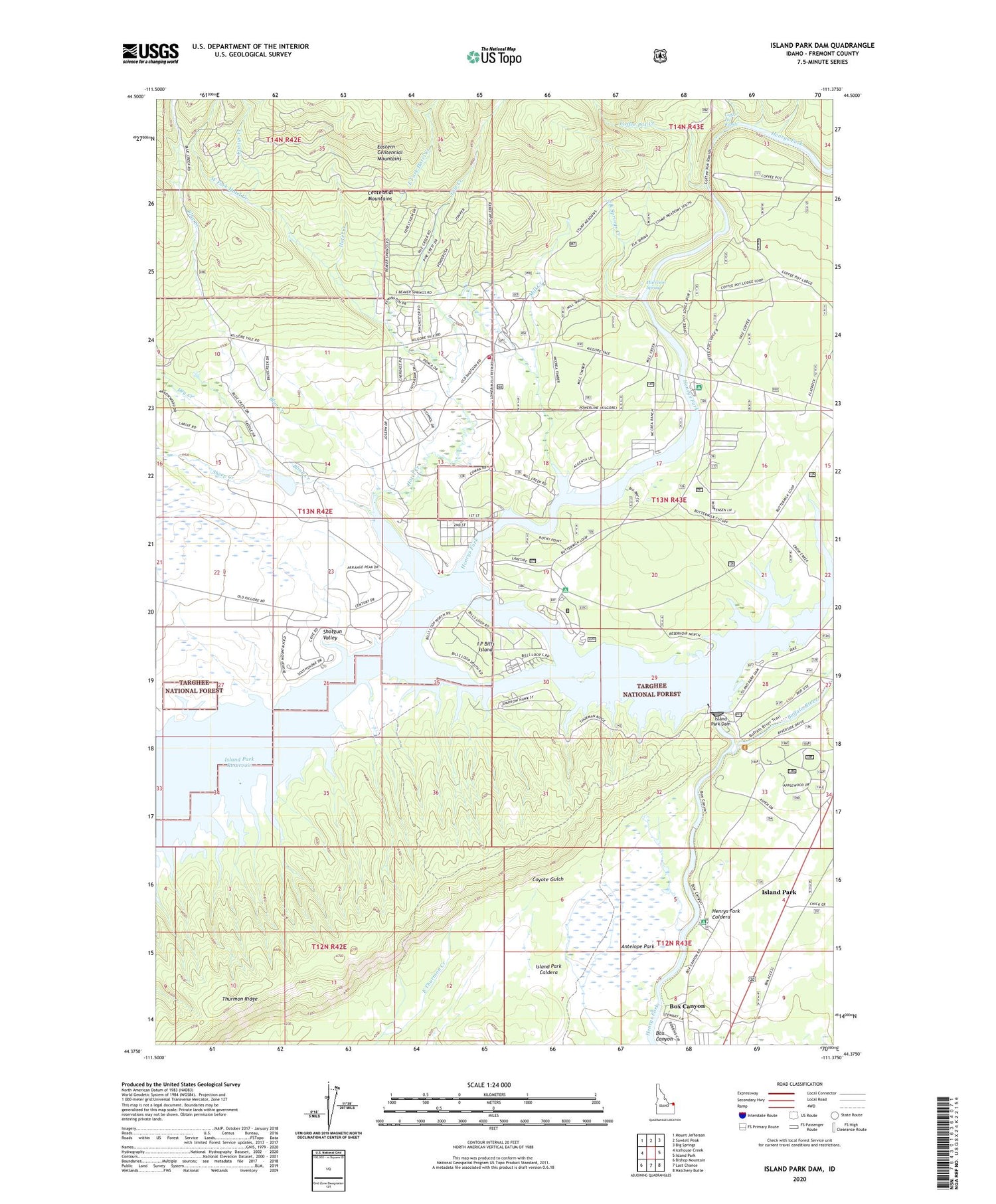 Island Park Dam Idaho US Topo Map Image