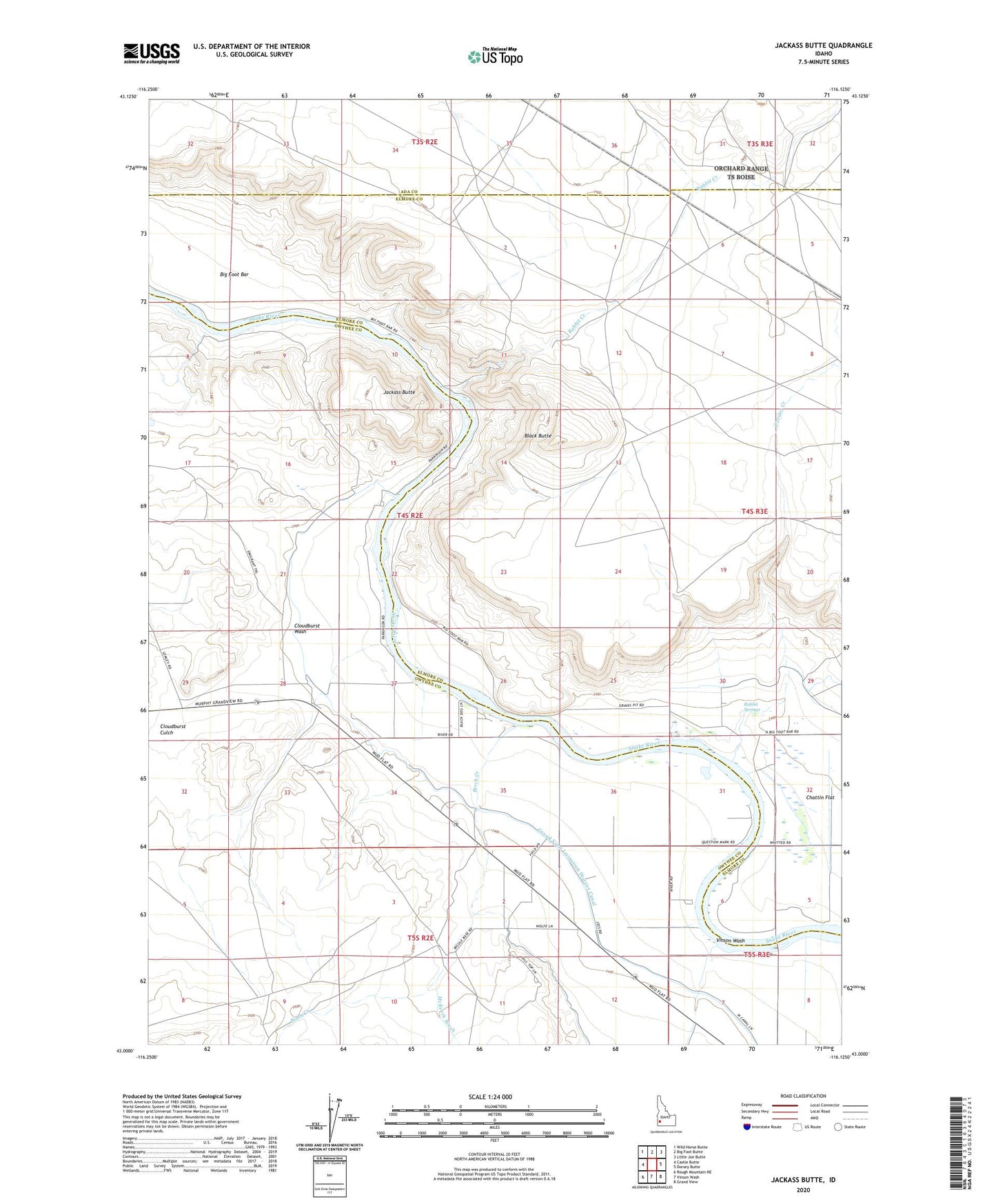 Jackass Butte Idaho US Topo Map Image