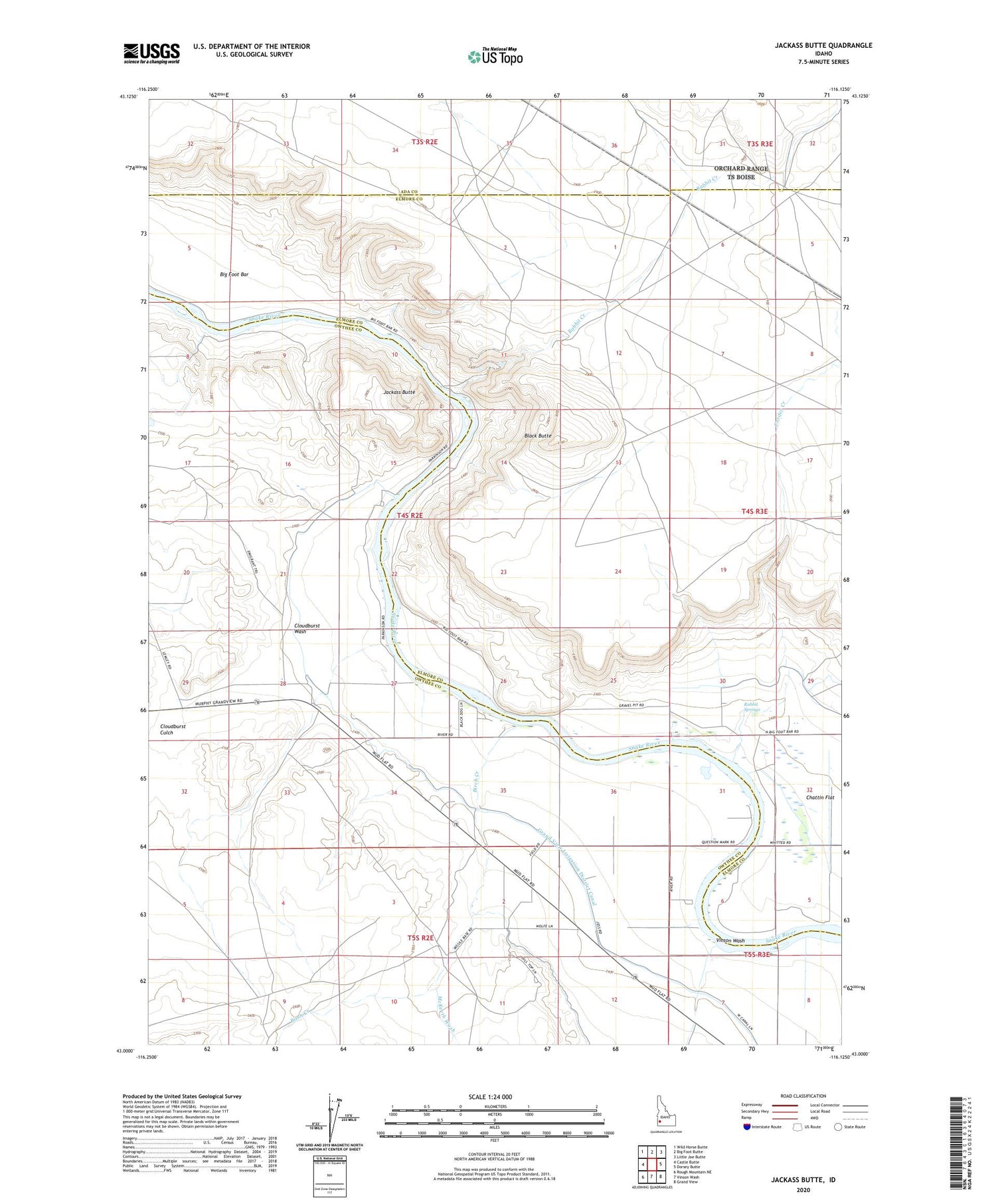 Jackass Butte Idaho US Topo Map Image