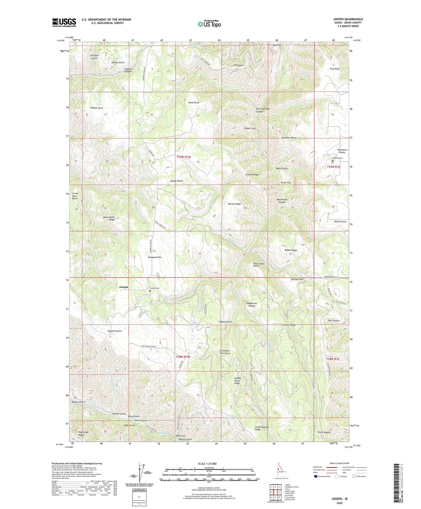 Joseph Idaho US Topo Map Image