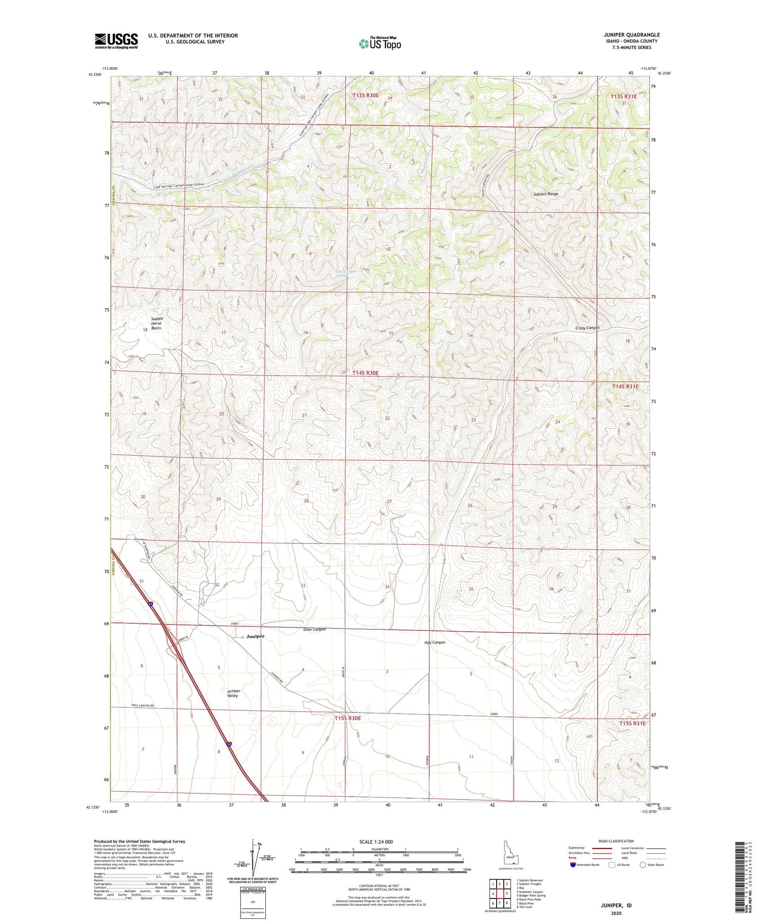 Juniper Idaho US Topo Map Image