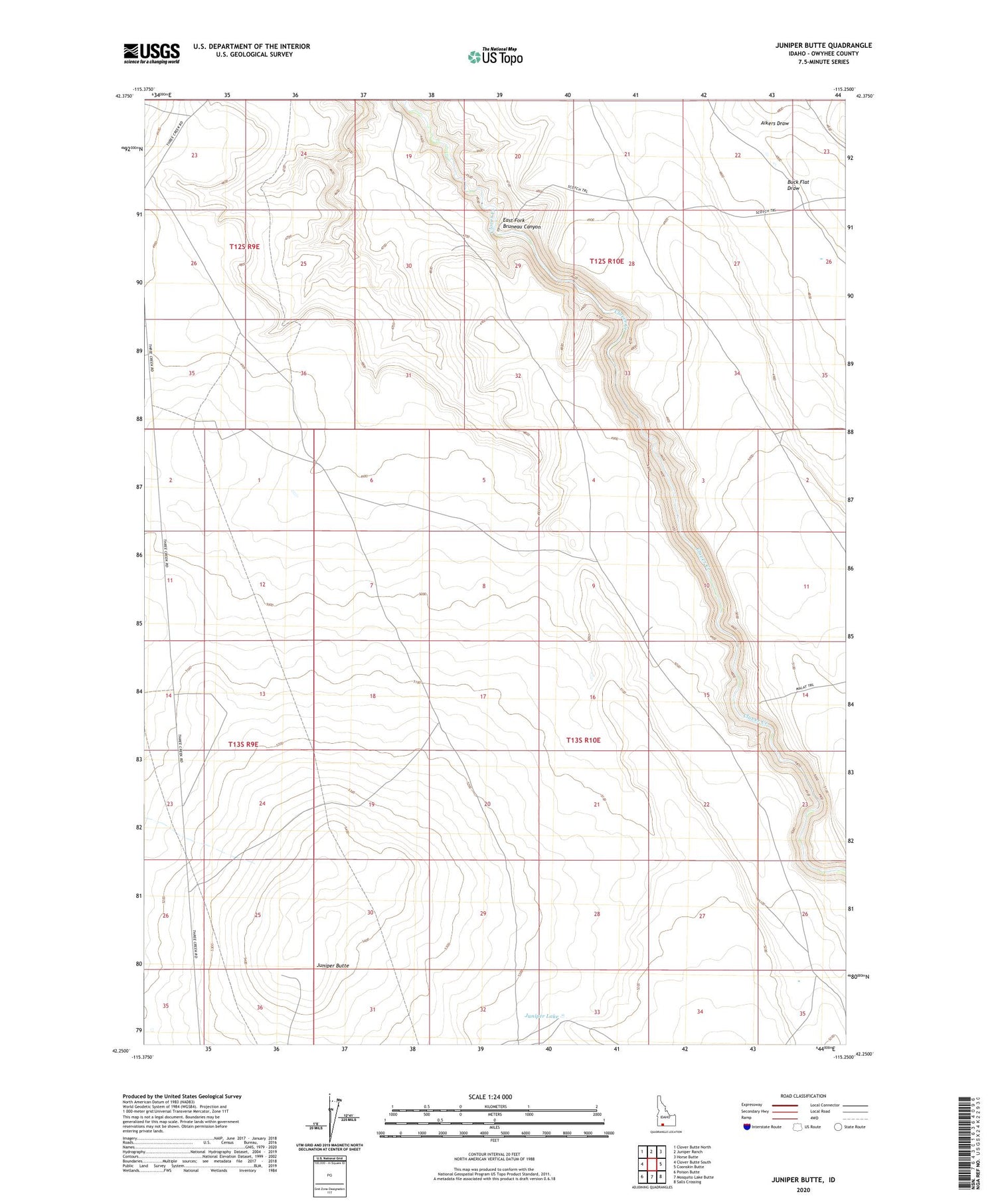 Juniper Butte Idaho US Topo Map Image
