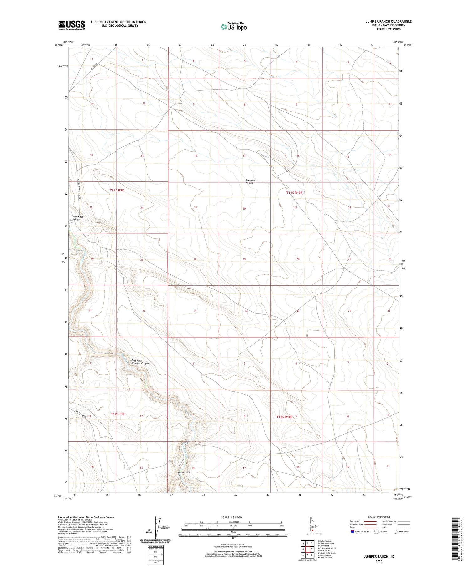 Juniper Ranch Idaho US Topo Map Image