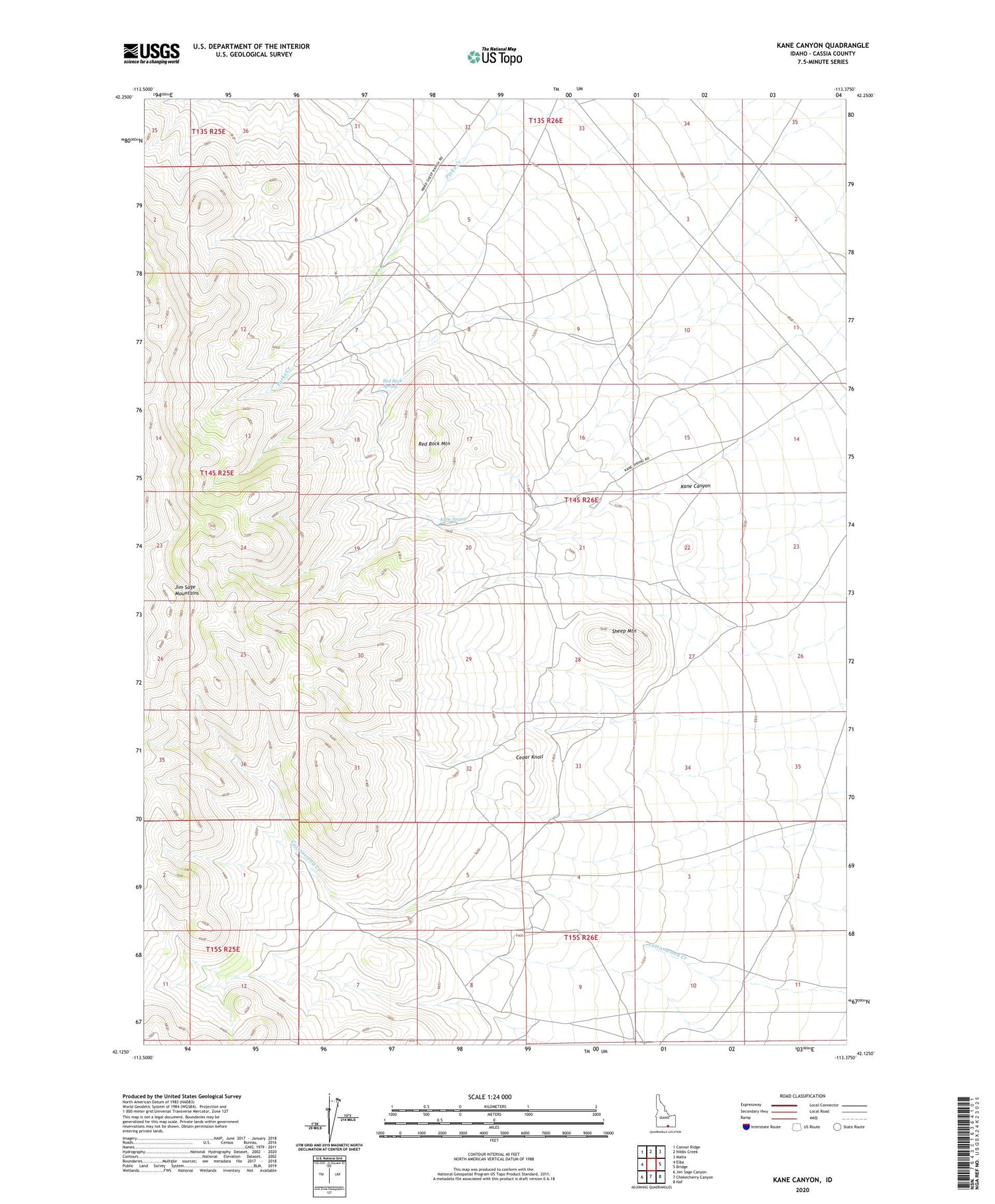 Kane Canyon Idaho US Topo Map Image
