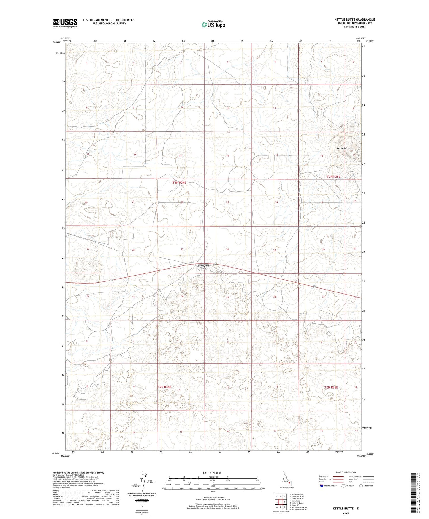 Kettle Butte Idaho US Topo Map Image