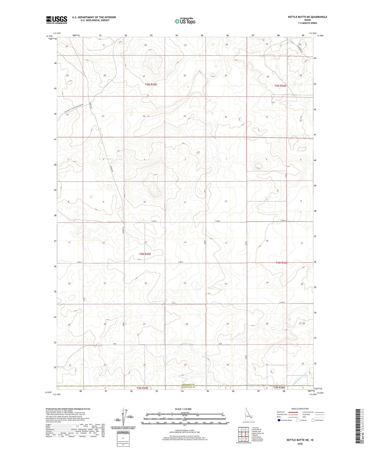 Kettle Butte NE Idaho US Topo Map Image