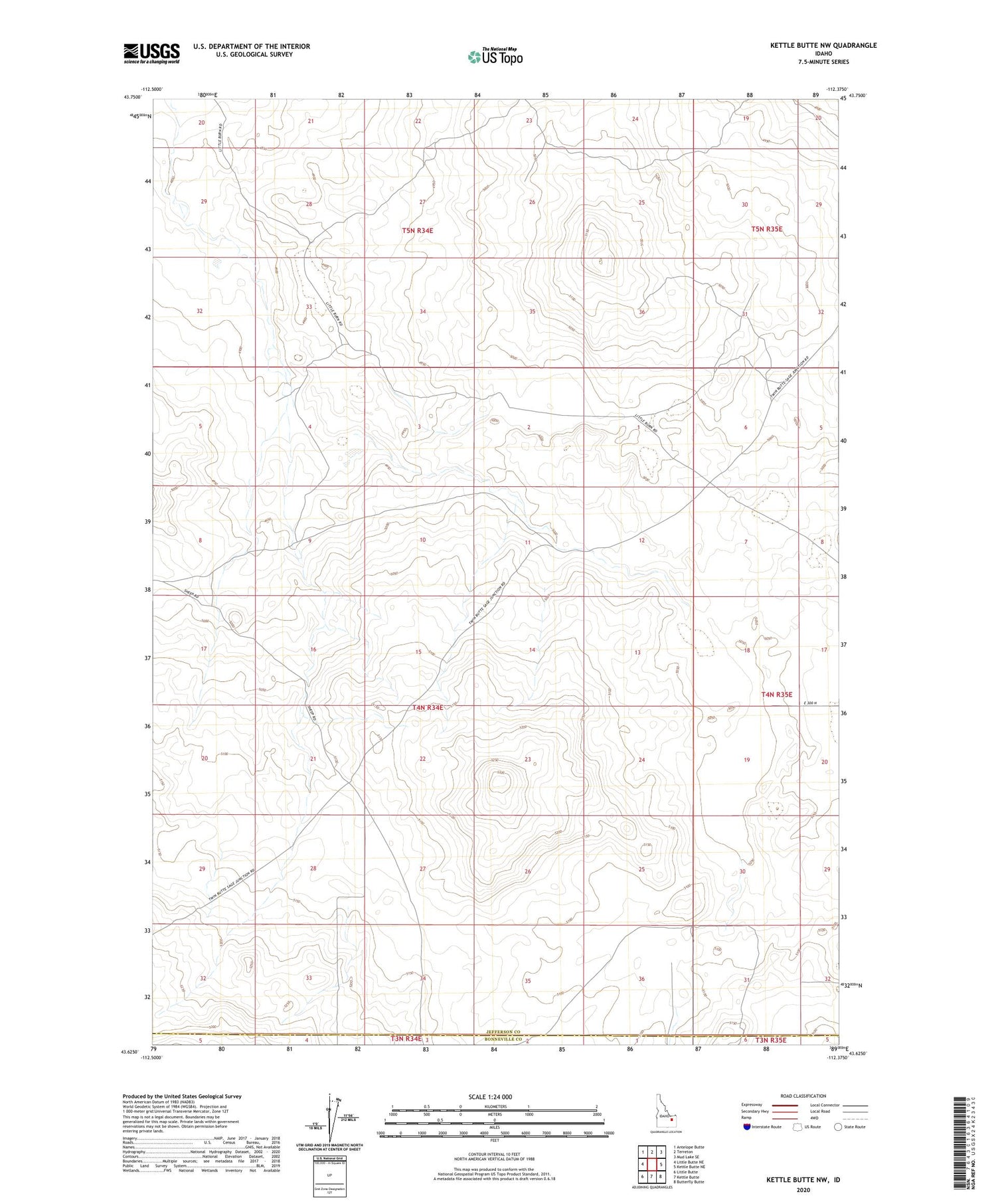 Kettle Butte NW Idaho US Topo Map Image