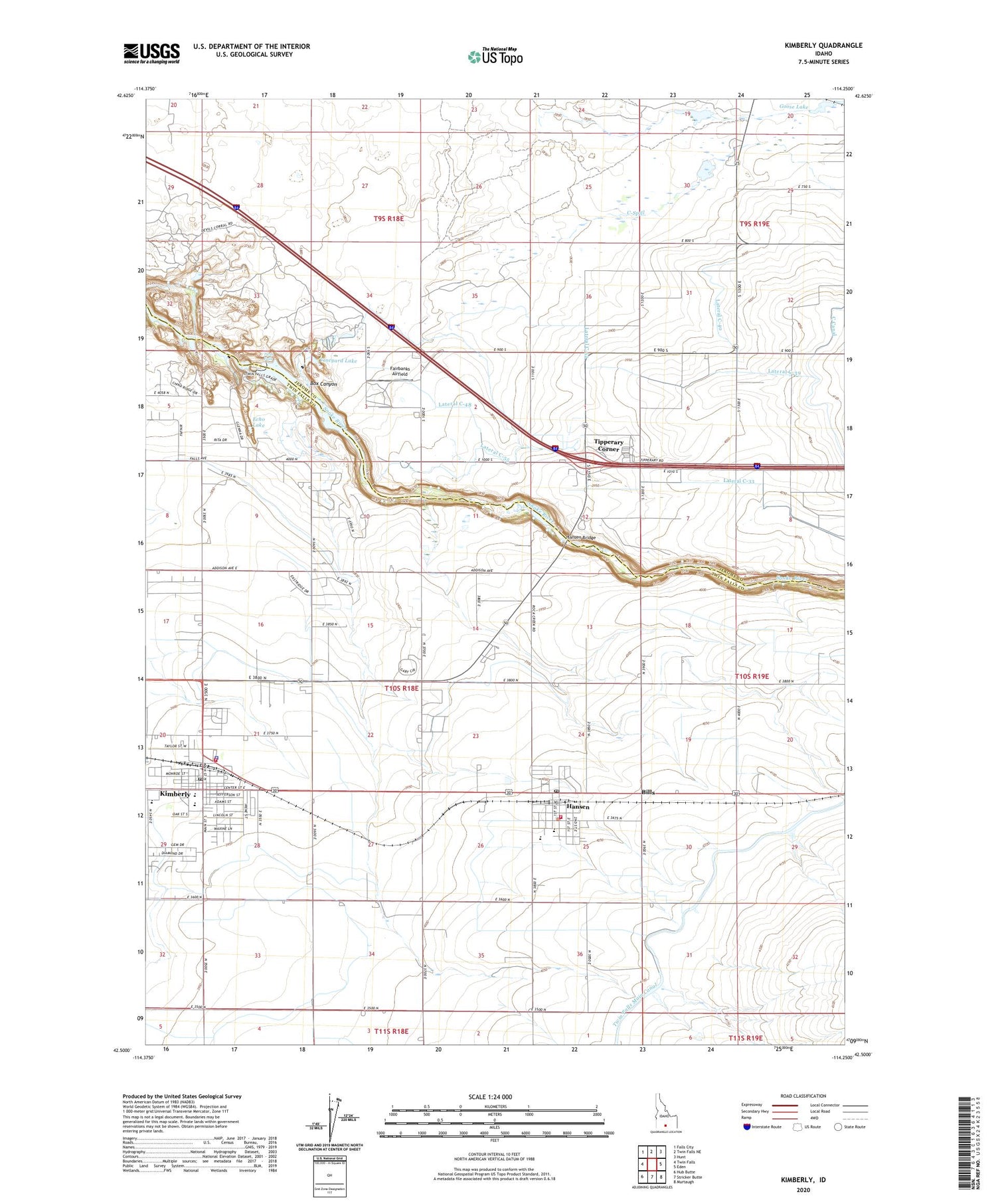 Kimberly Idaho US Topo Map Image