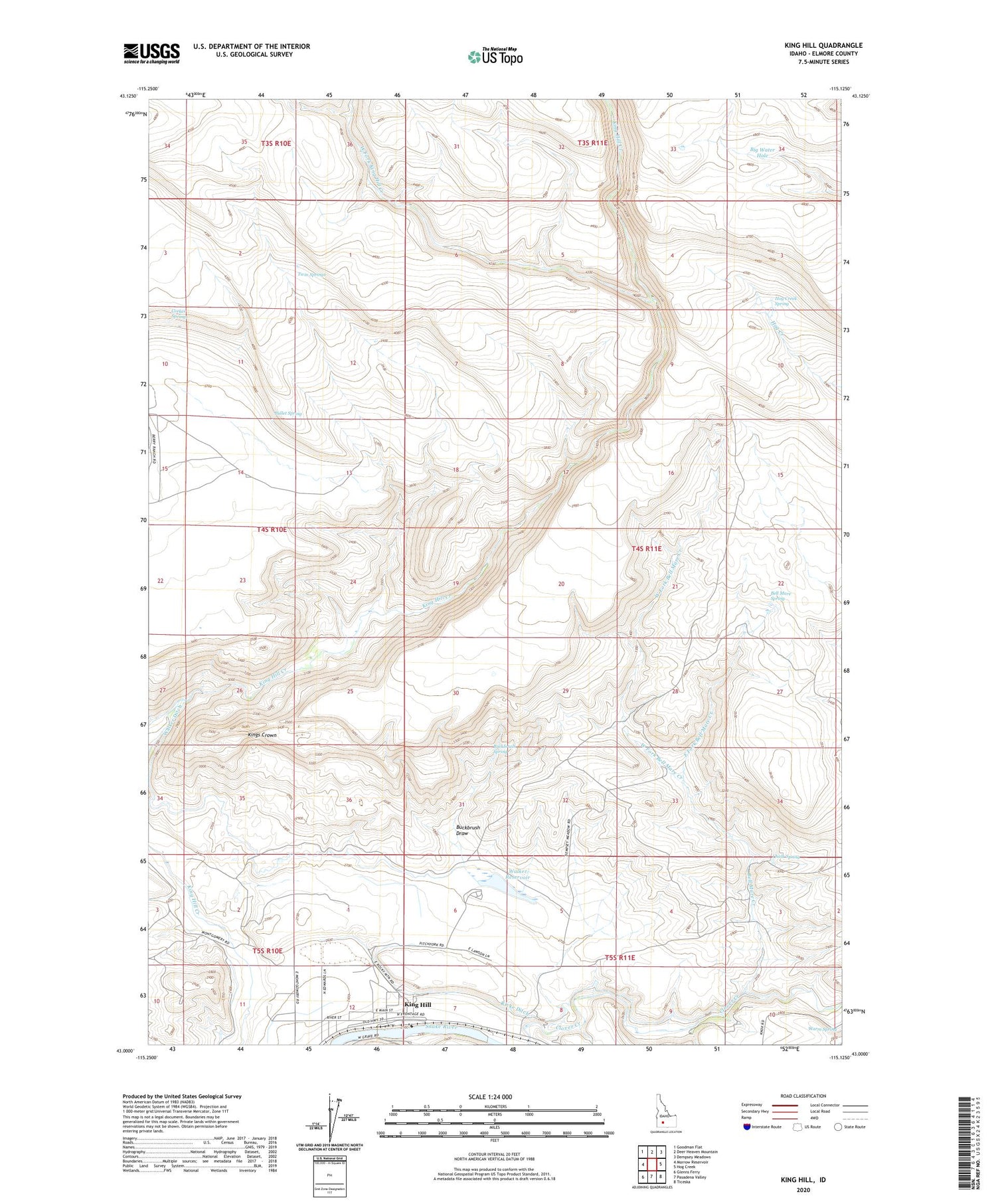 King Hill Idaho US Topo Map Image