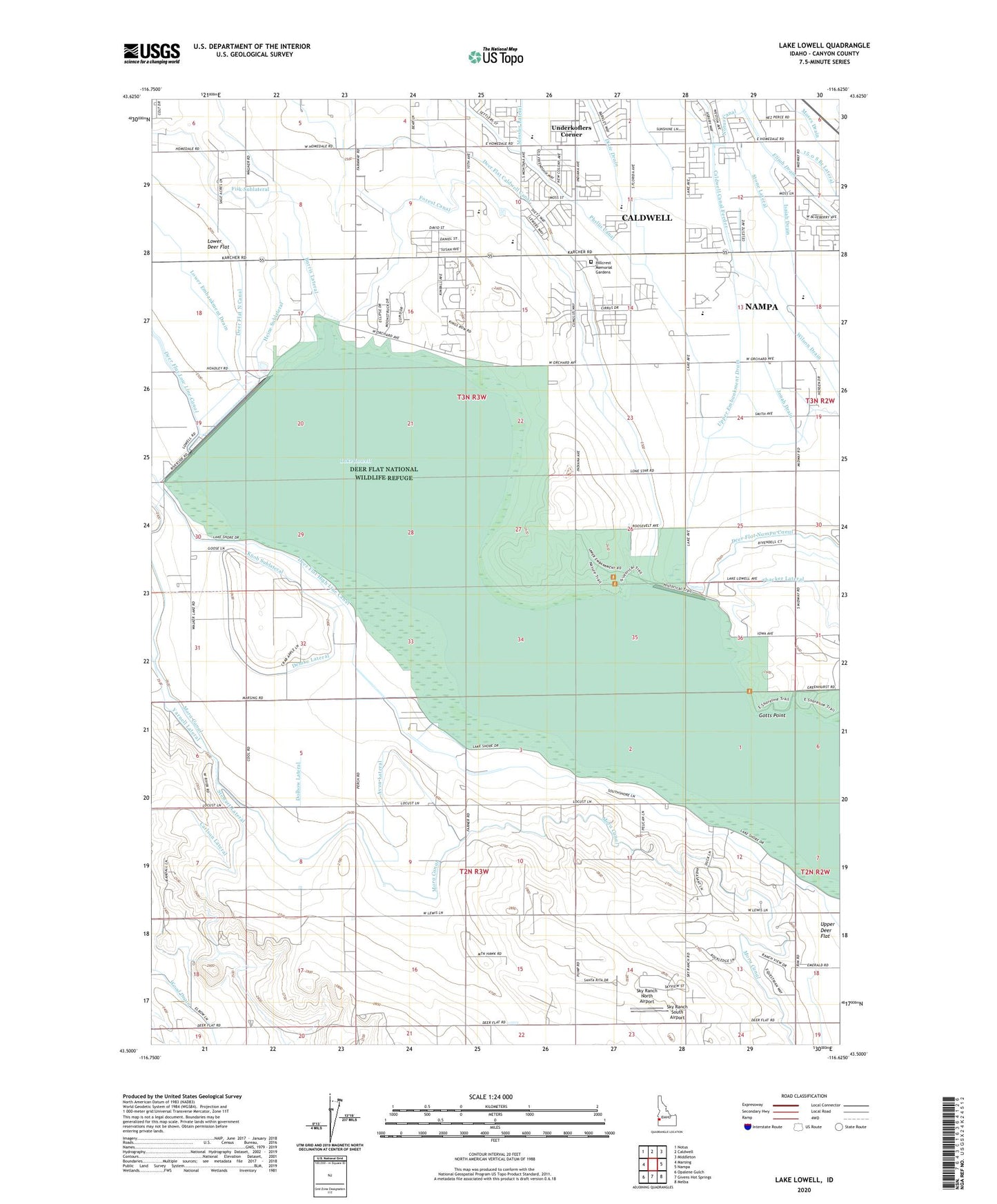 Lake Lowell Idaho US Topo Map Image