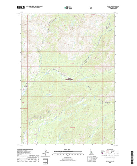 Langer Peak Idaho US Topo Map Image