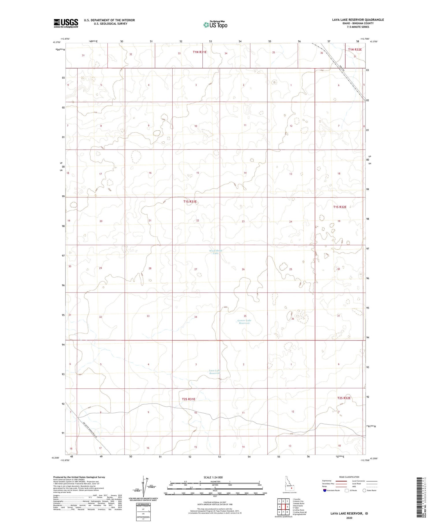 Lava Lake Reservoir Idaho US Topo Map Image