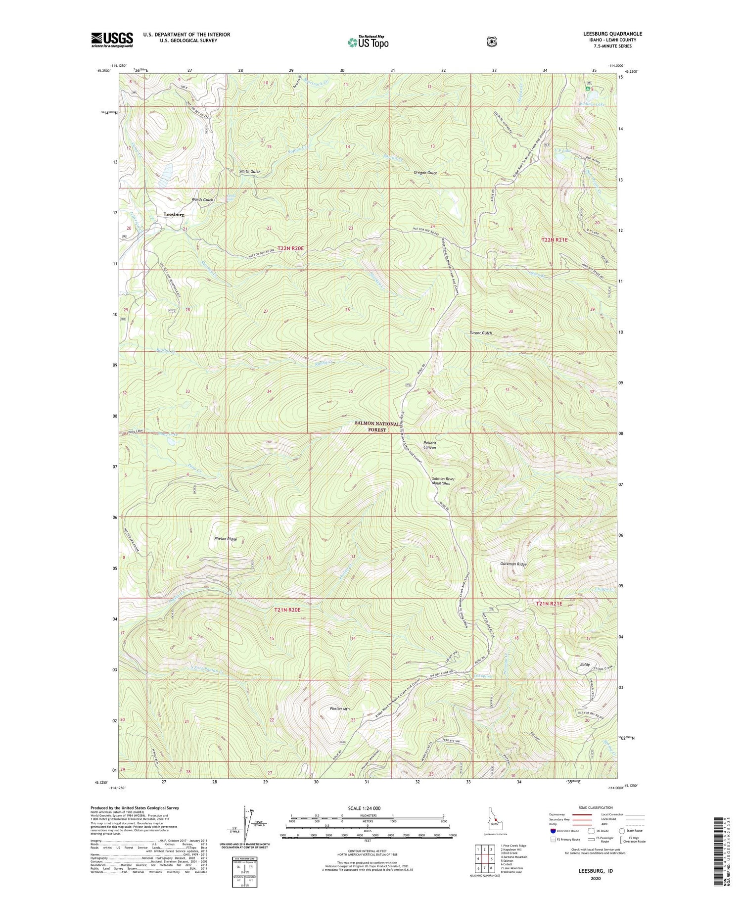 Leesburg Idaho US Topo Map Image