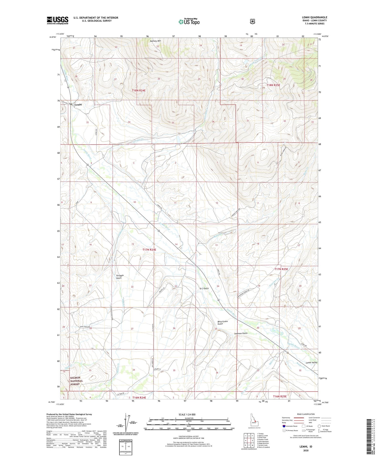 Lemhi Idaho US Topo Map Image