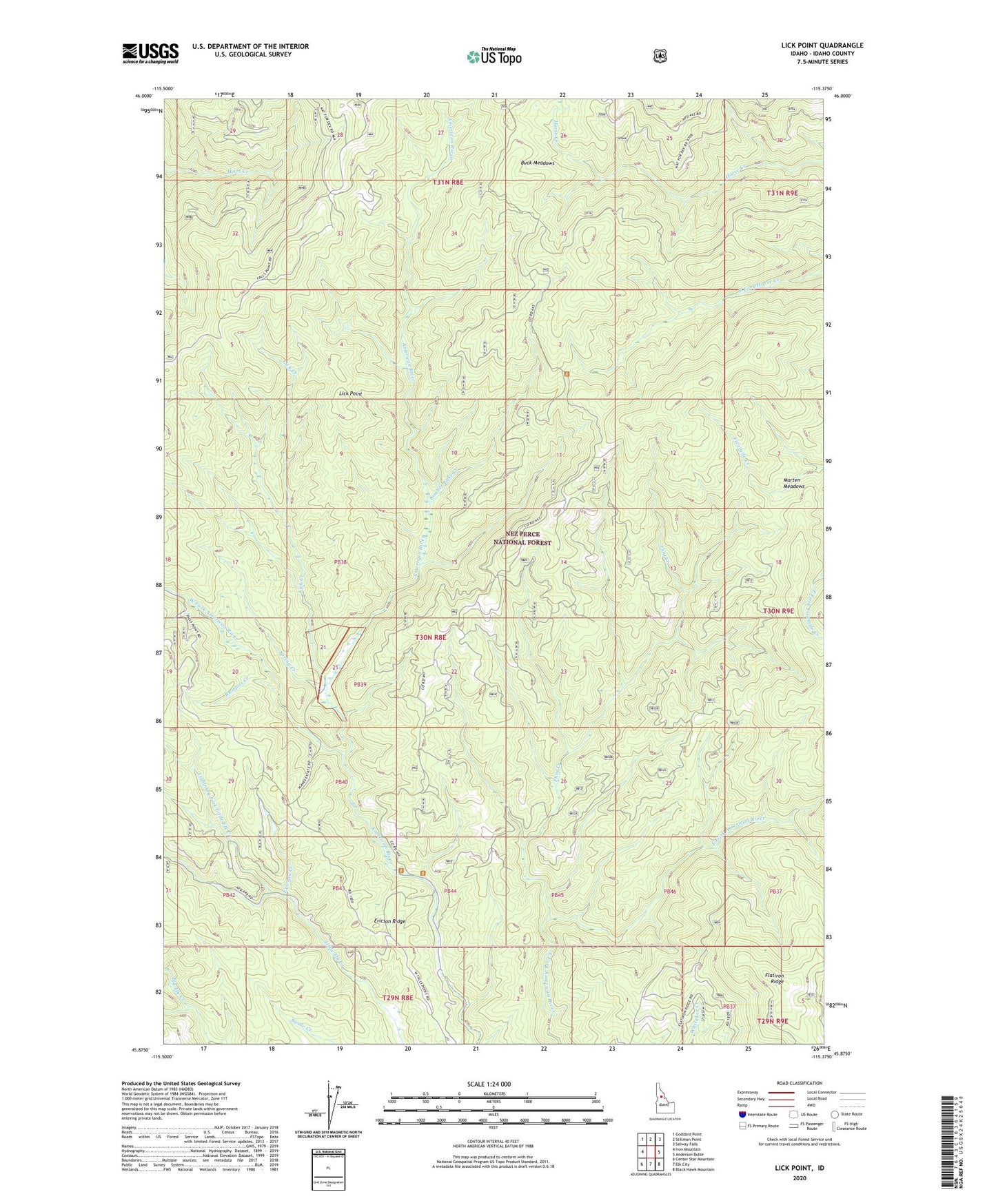Lick Point Idaho US Topo Map Image