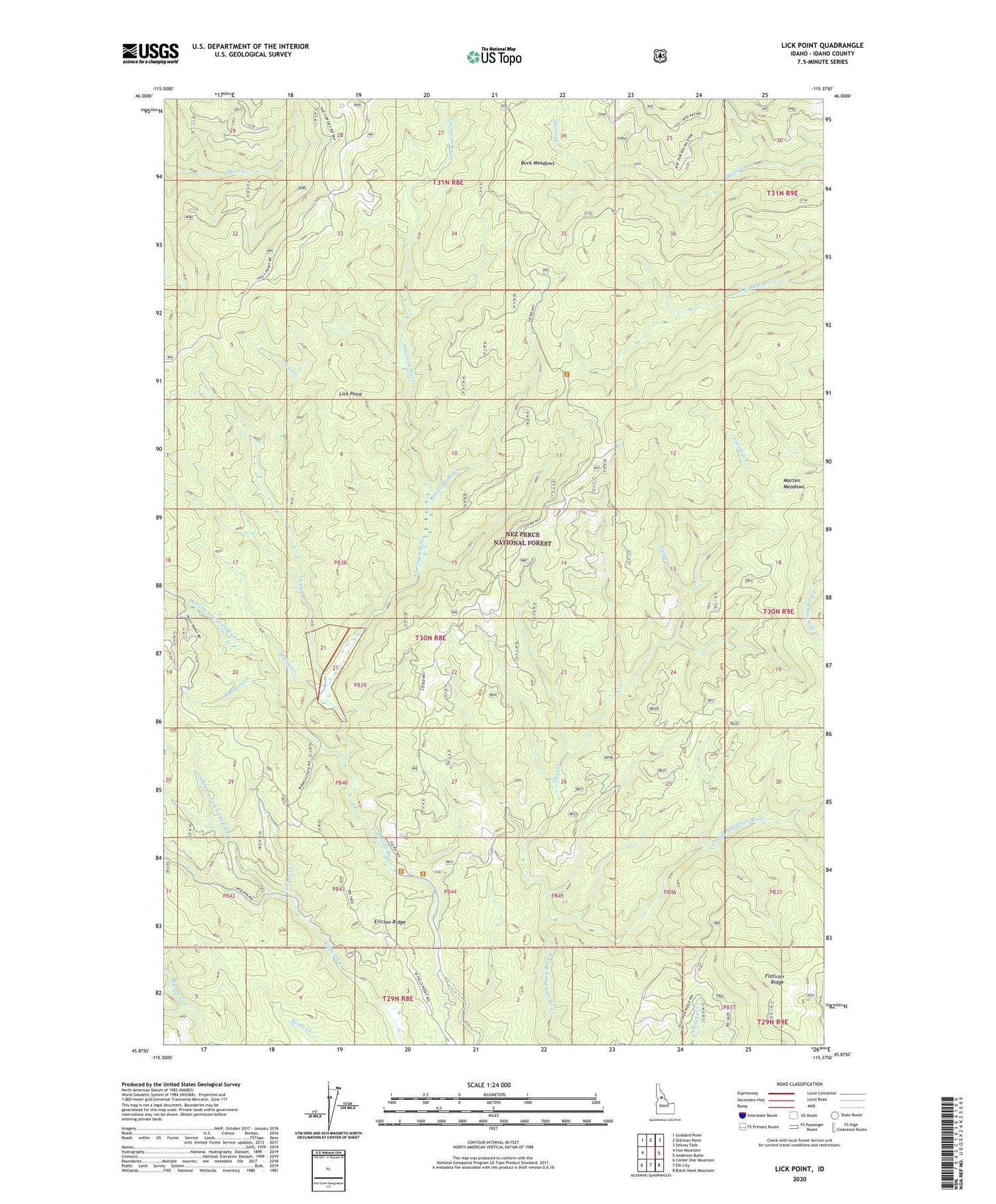 Lick Point Idaho US Topo Map Image