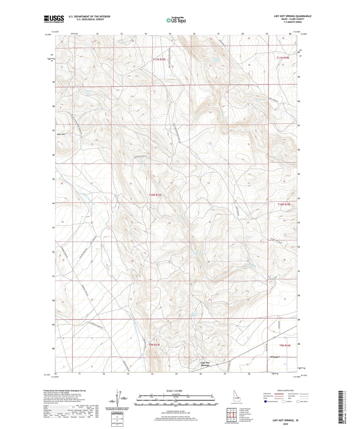 Lidy Hot Springs Idaho US Topo Map Image