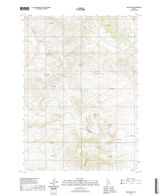 Lincoln Peak Idaho US Topo Map Image