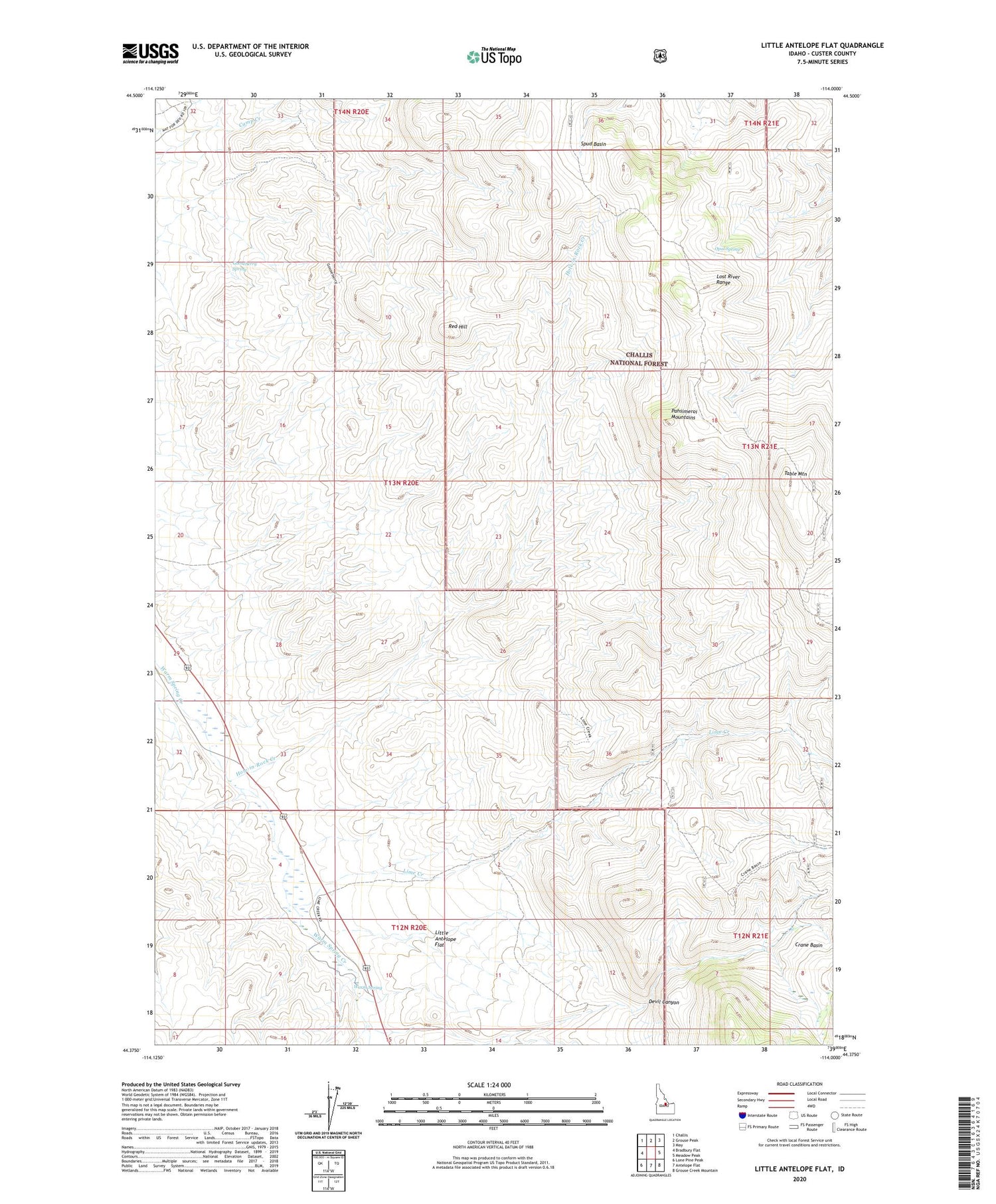 Little Antelope Flat Idaho US Topo Map Image