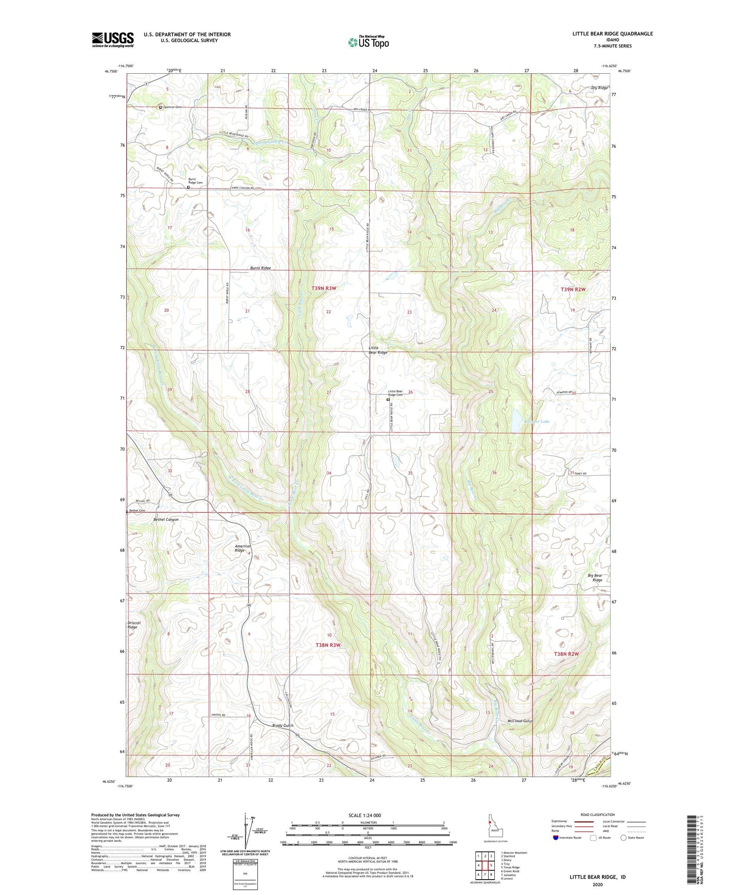 Little Bear Ridge Idaho US Topo Map Image