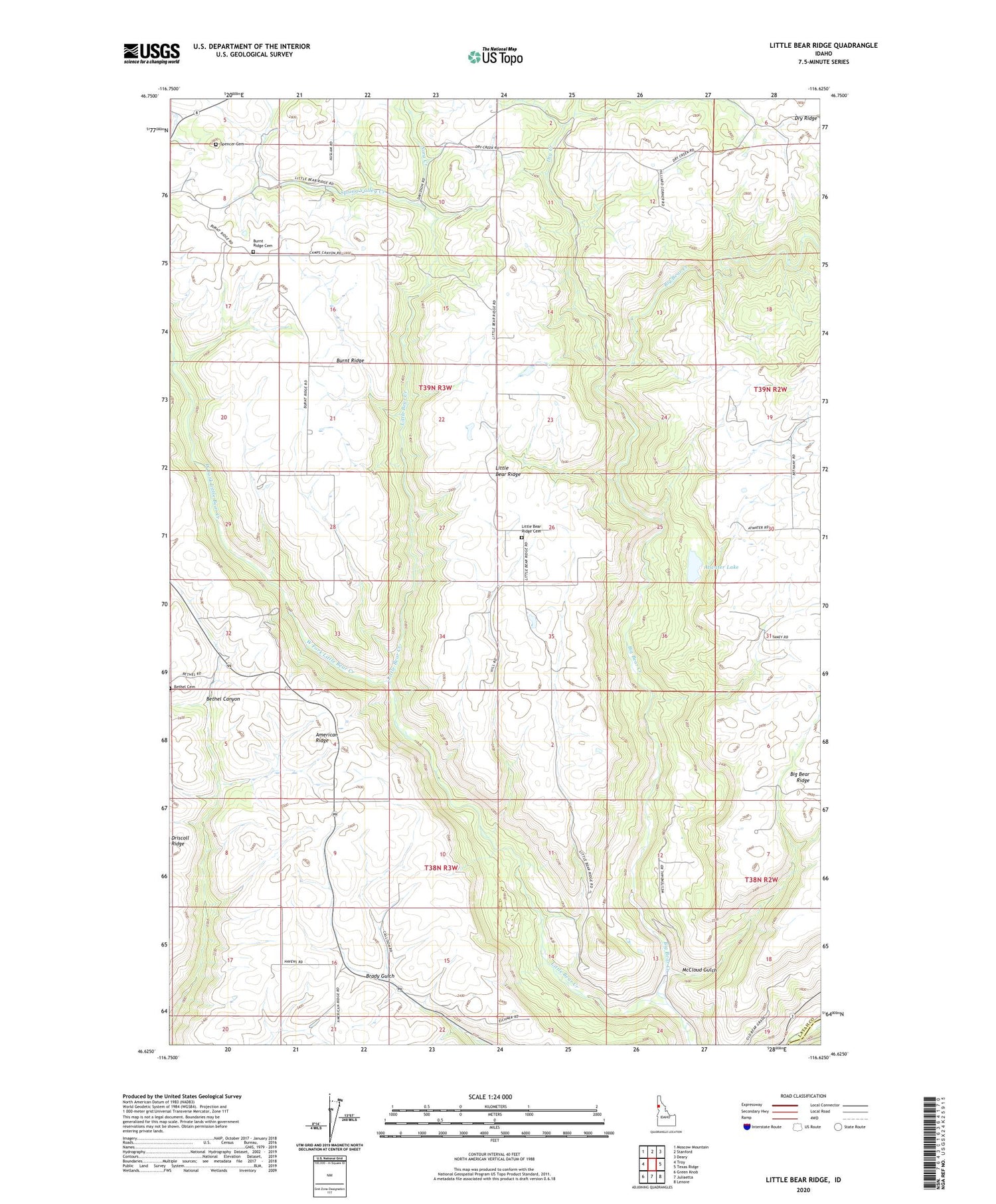 Little Bear Ridge Idaho US Topo Map Image