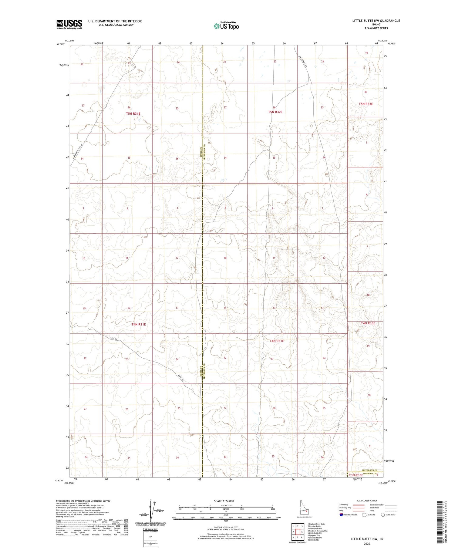 Little Butte NW Idaho US Topo Map Image