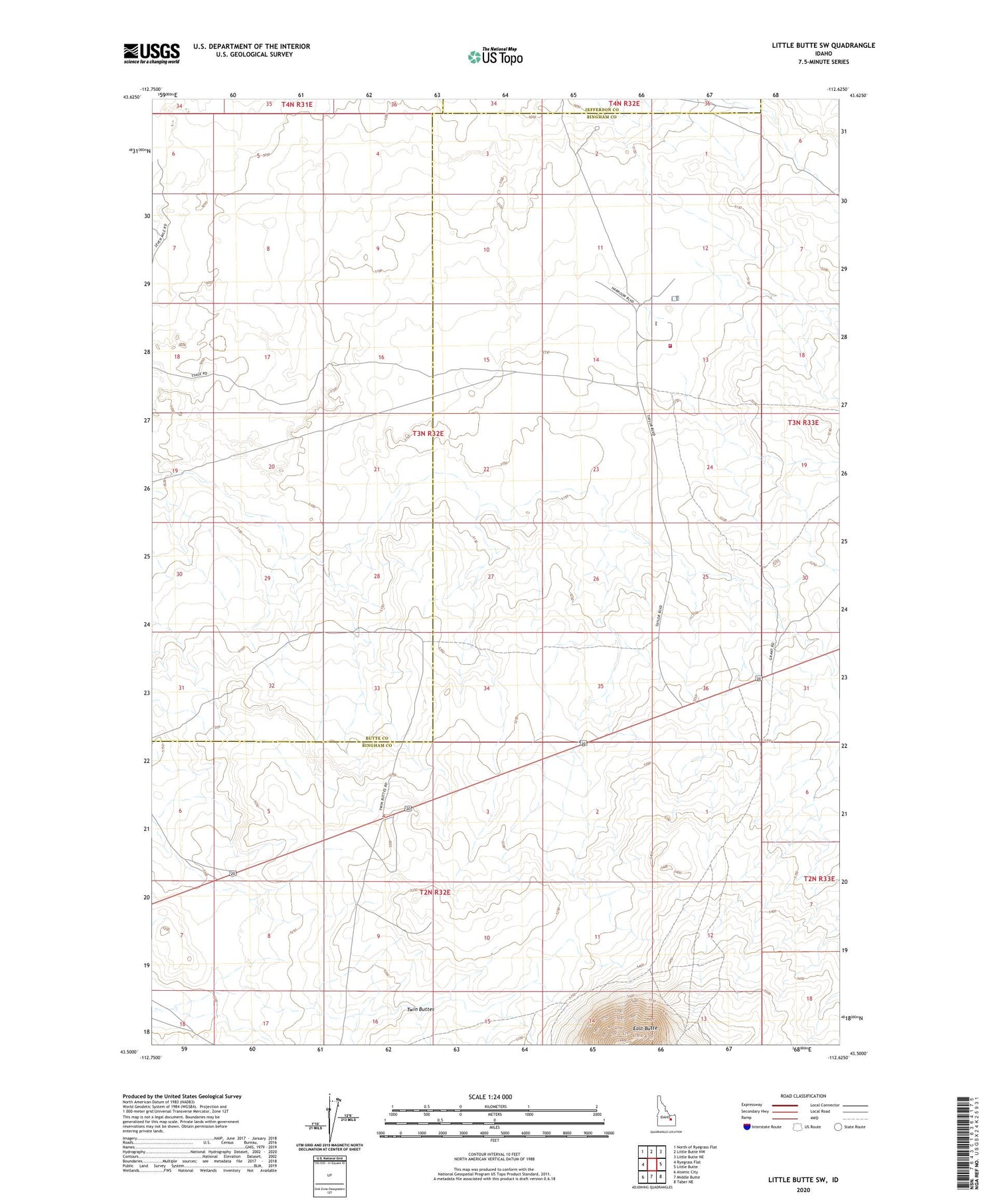 Little Butte SW Idaho US Topo Map Image