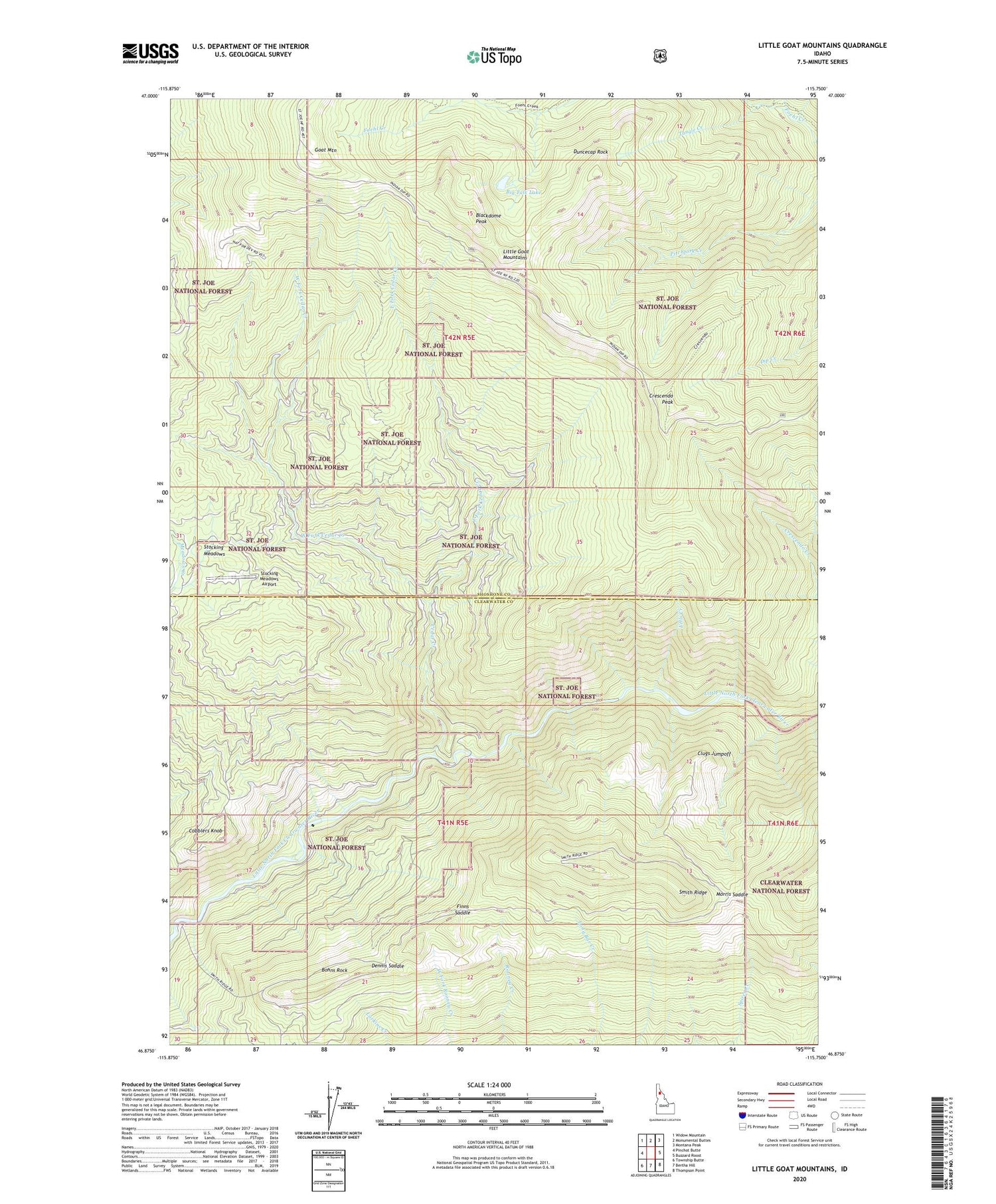Little Goat Mountains Idaho US Topo Map Image