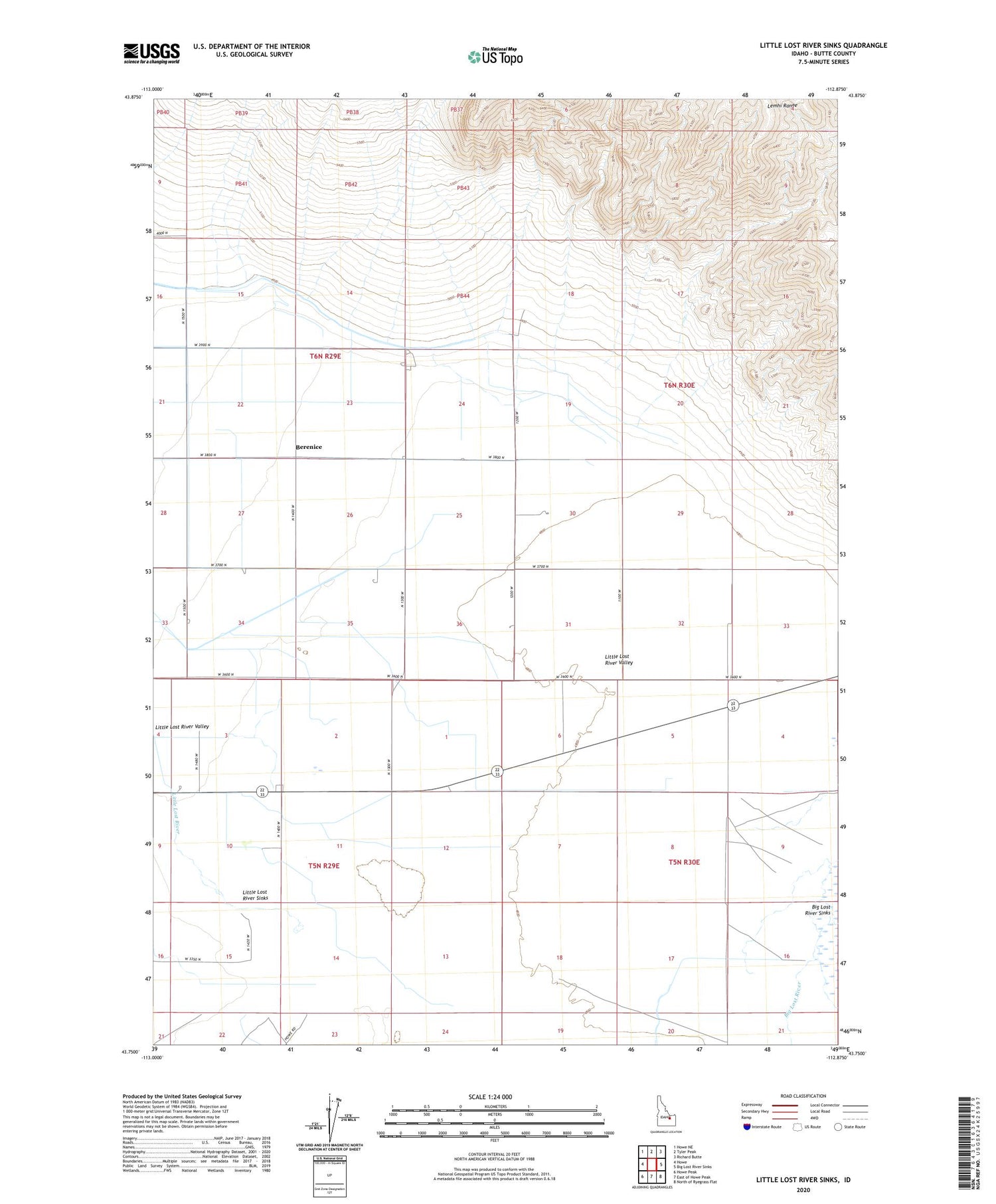 Little Lost River Sinks Idaho US Topo Map Image