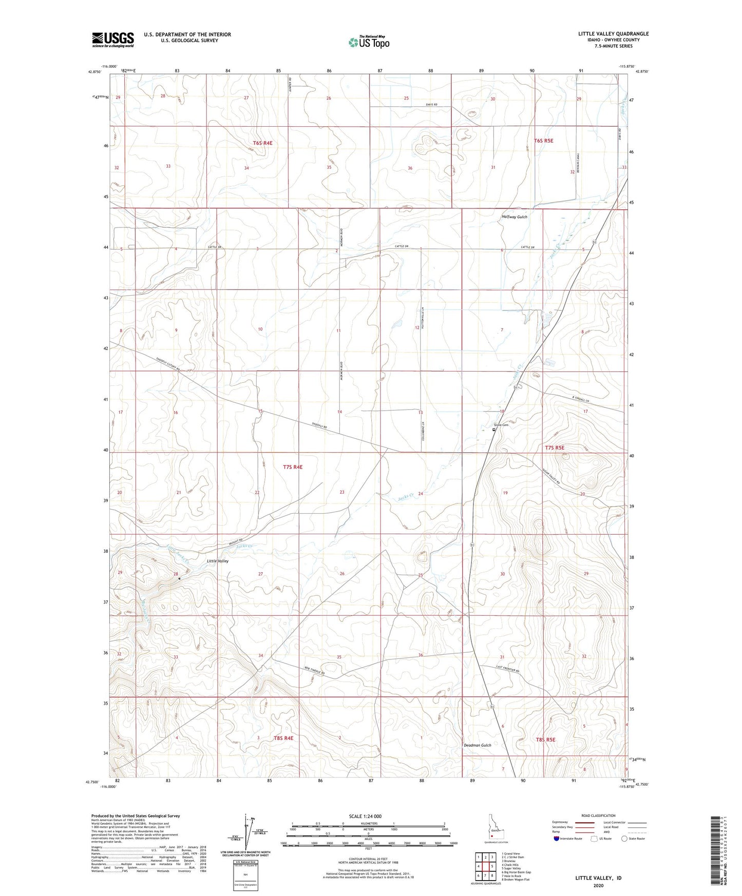 Little Valley Idaho US Topo Map Image