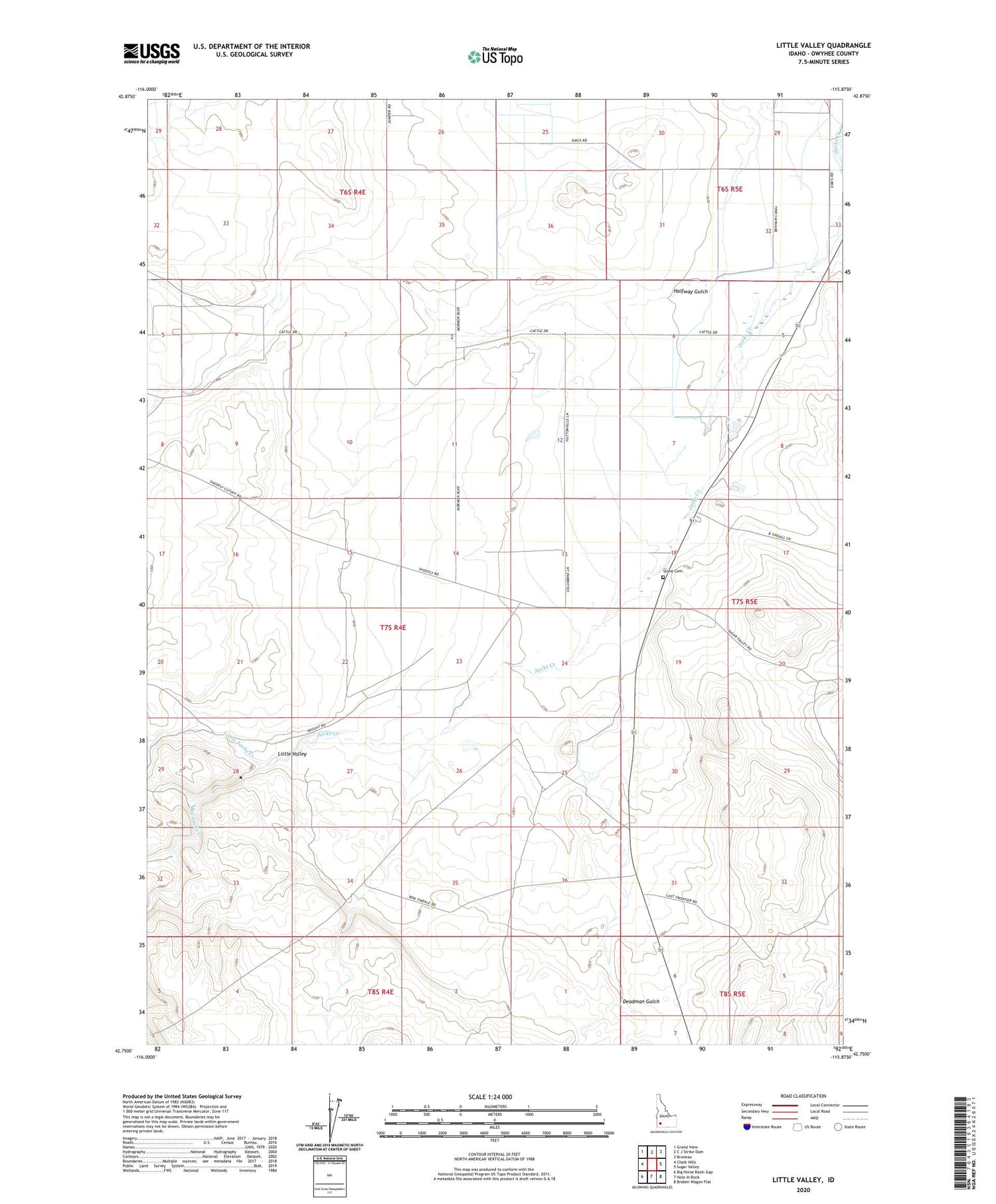 Little Valley Idaho US Topo Map Image
