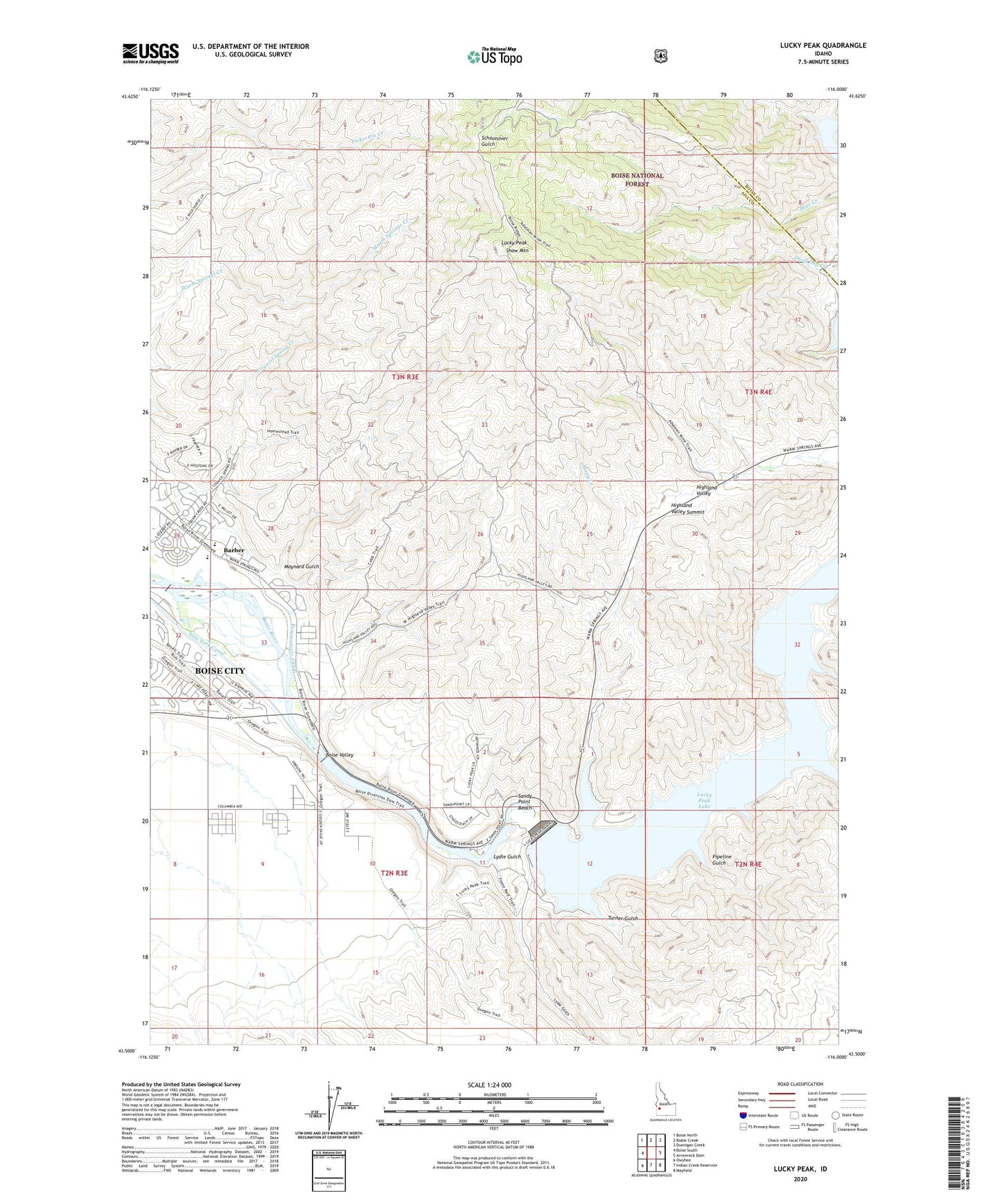Lucky Peak Idaho US Topo Map Image