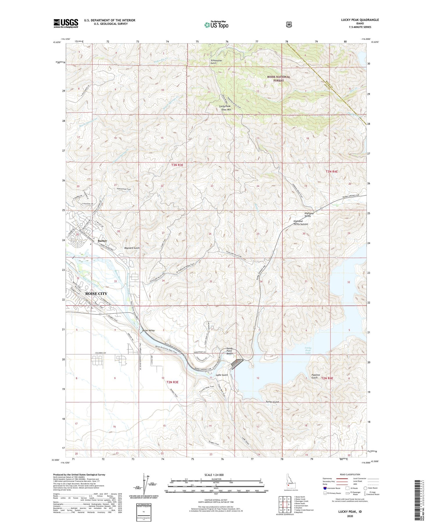 Lucky Peak Idaho US Topo Map Image