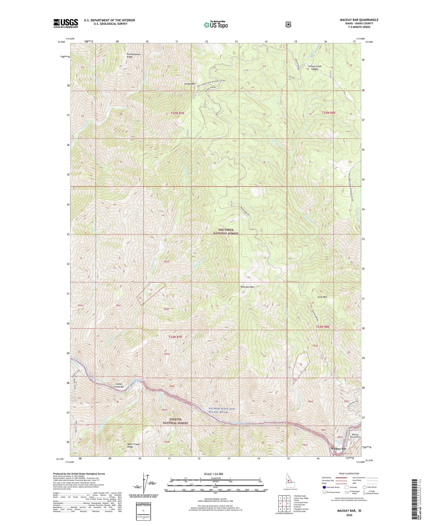 Mackay Bar Idaho US Topo Map Image