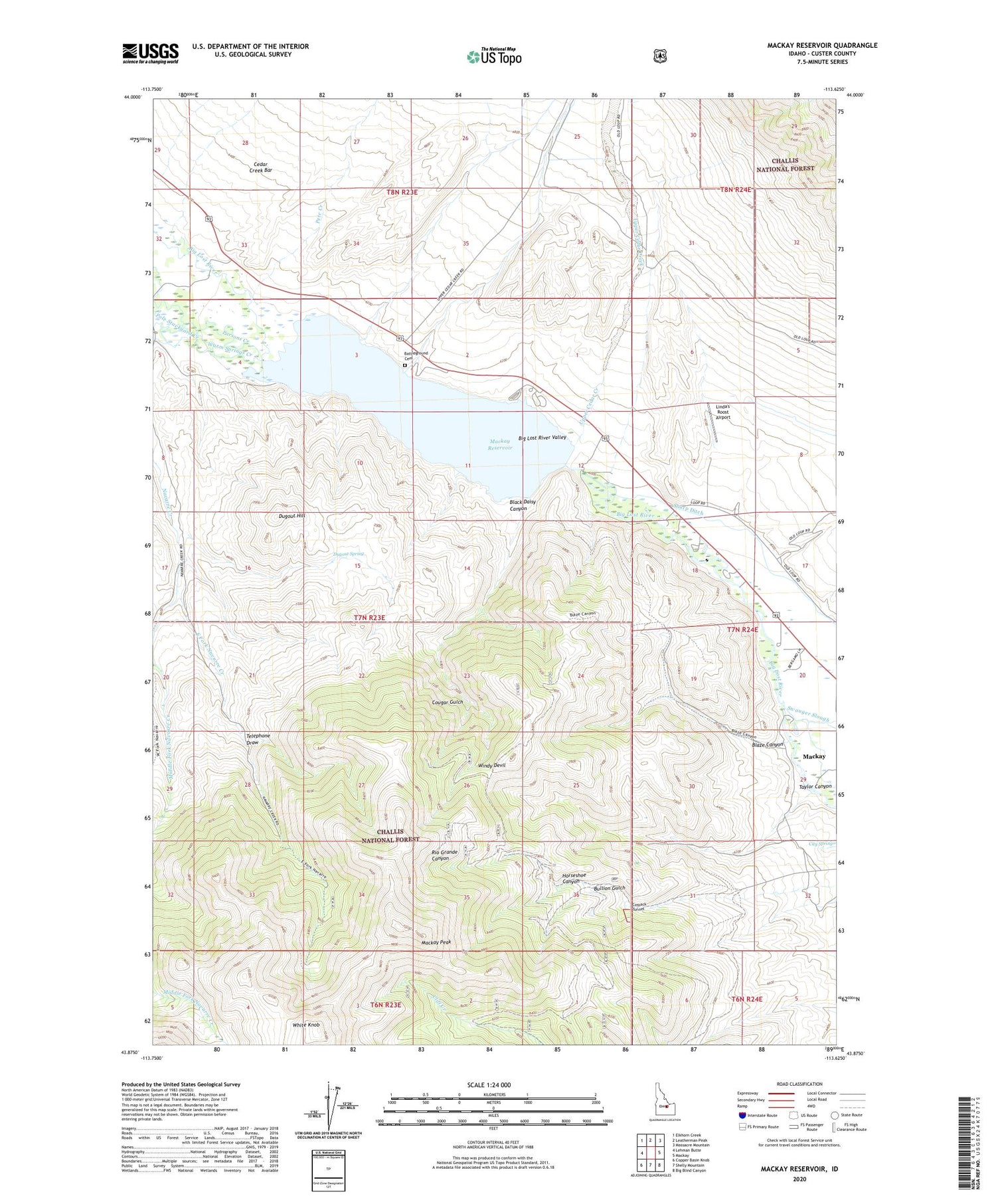 Mackay Reservoir Idaho US Topo Map Image