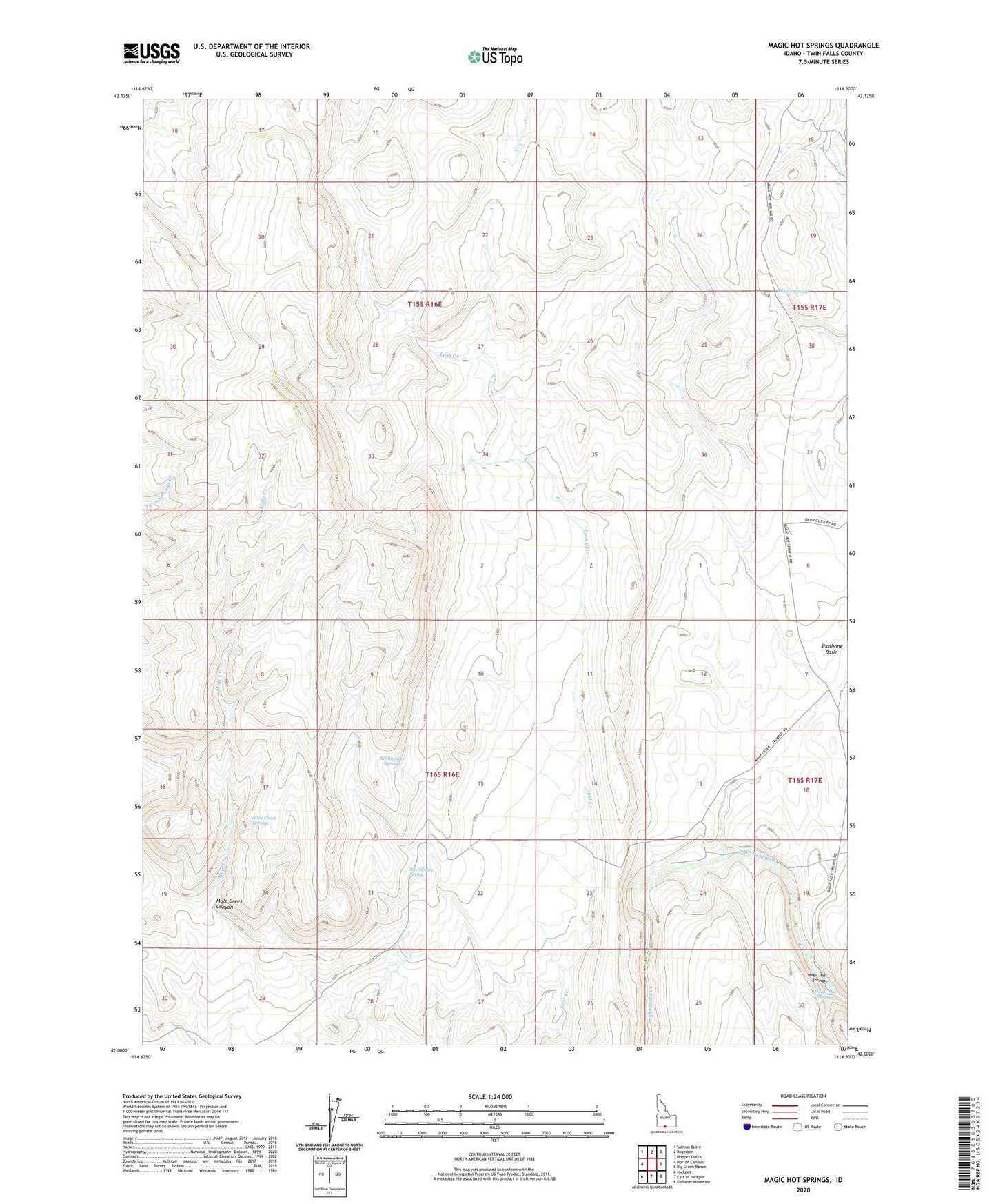 Magic Hot Springs Idaho US Topo Map Image