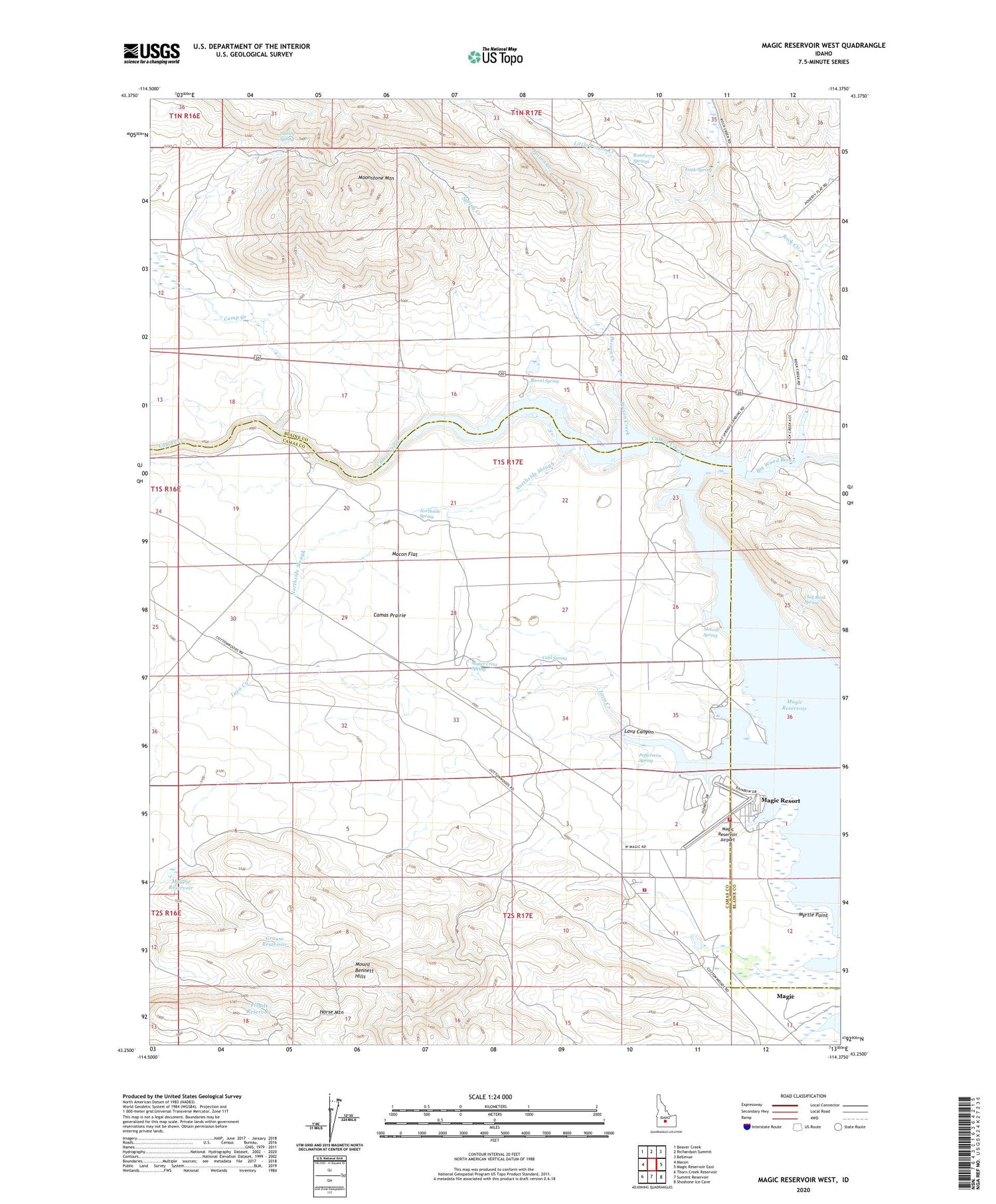 Magic Reservoir West Idaho US Topo Map Image