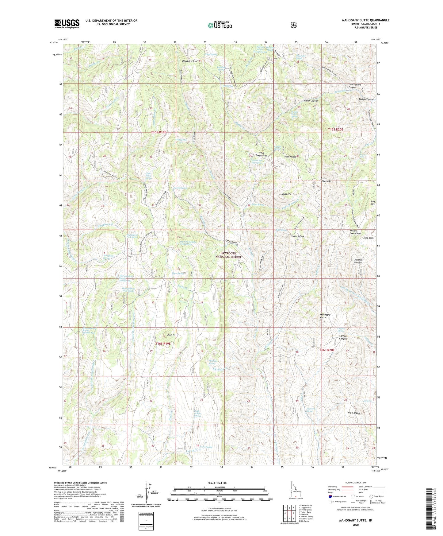 Mahogany Butte Idaho US Topo Map Image