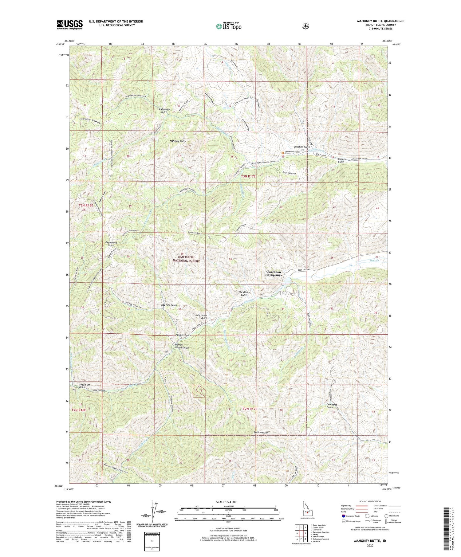 Mahoney Butte Idaho US Topo Map Image