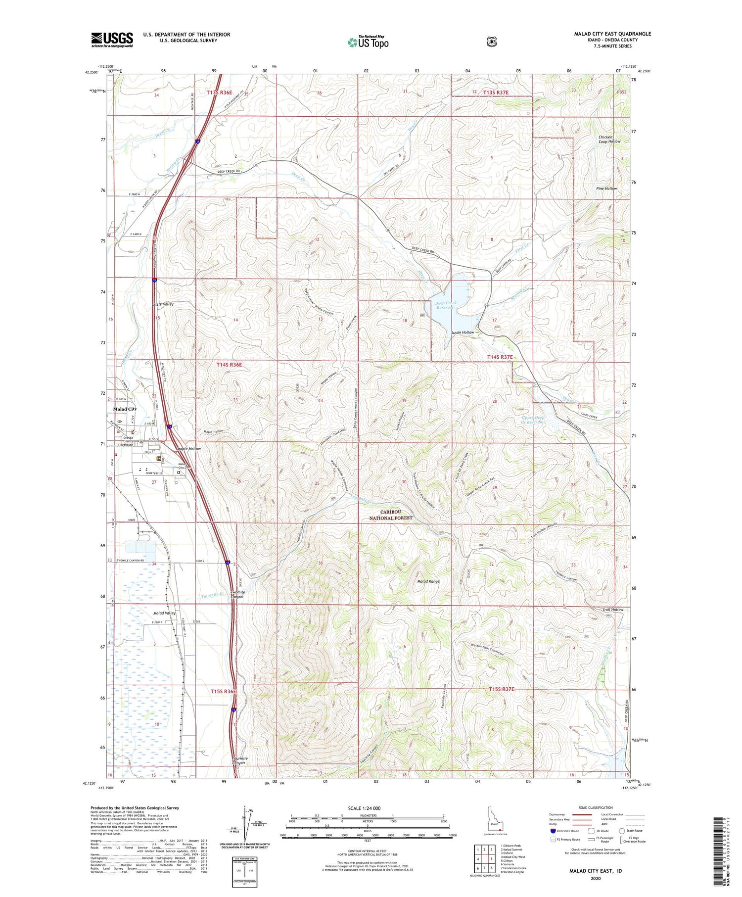 Malad City East Idaho US Topo Map Image
