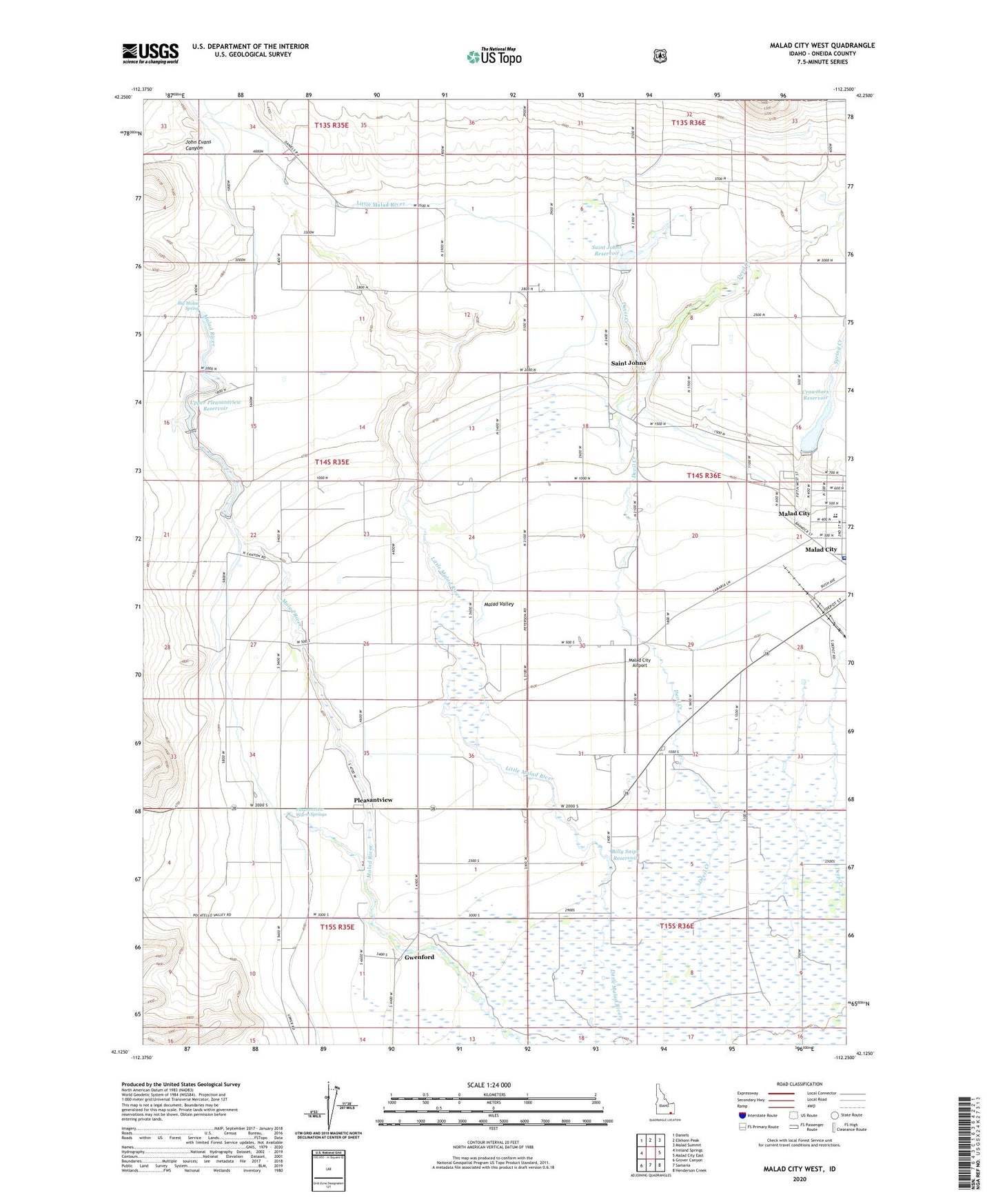 Malad City West Idaho US Topo Map Image