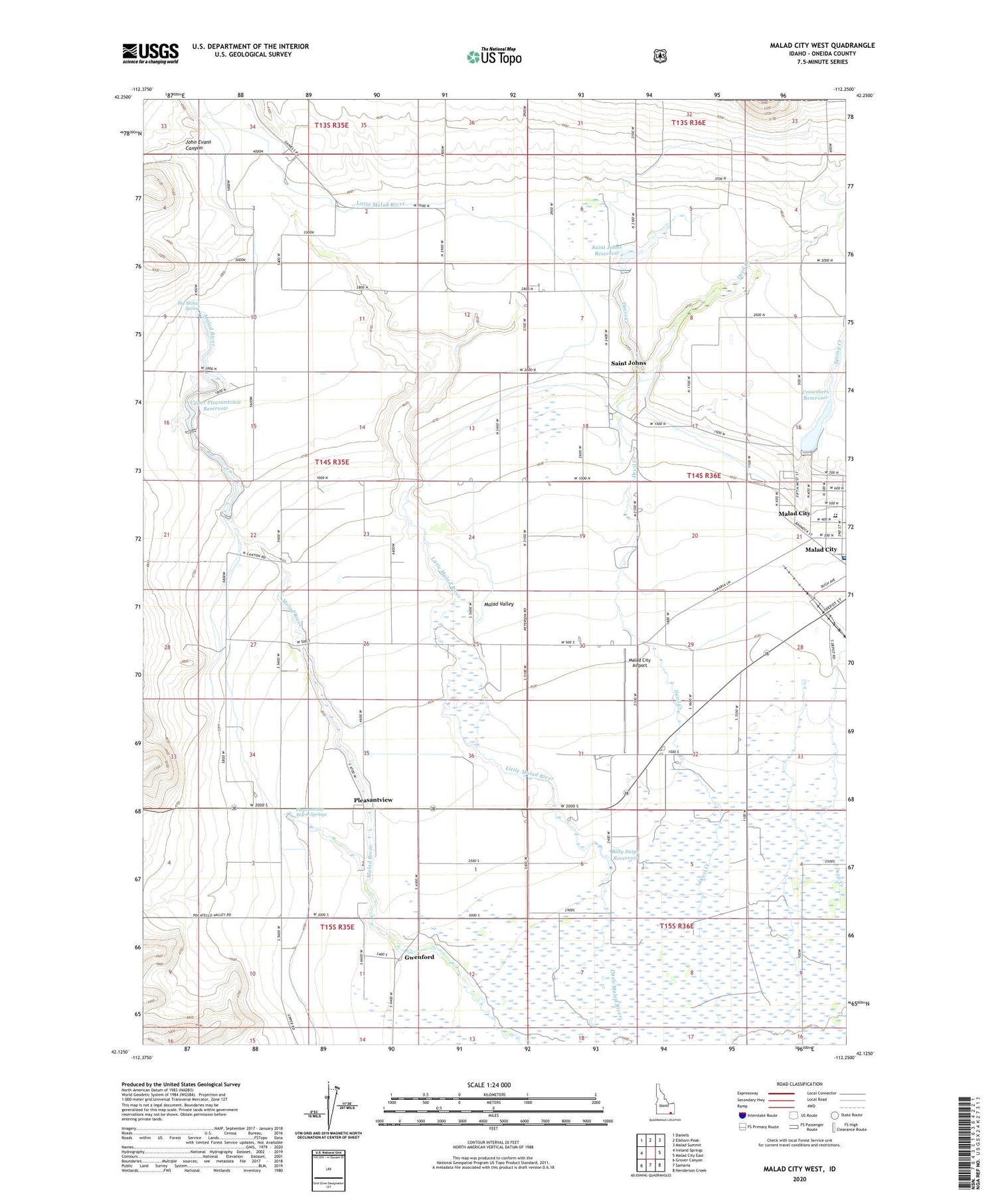 Malad City West Idaho US Topo Map Image