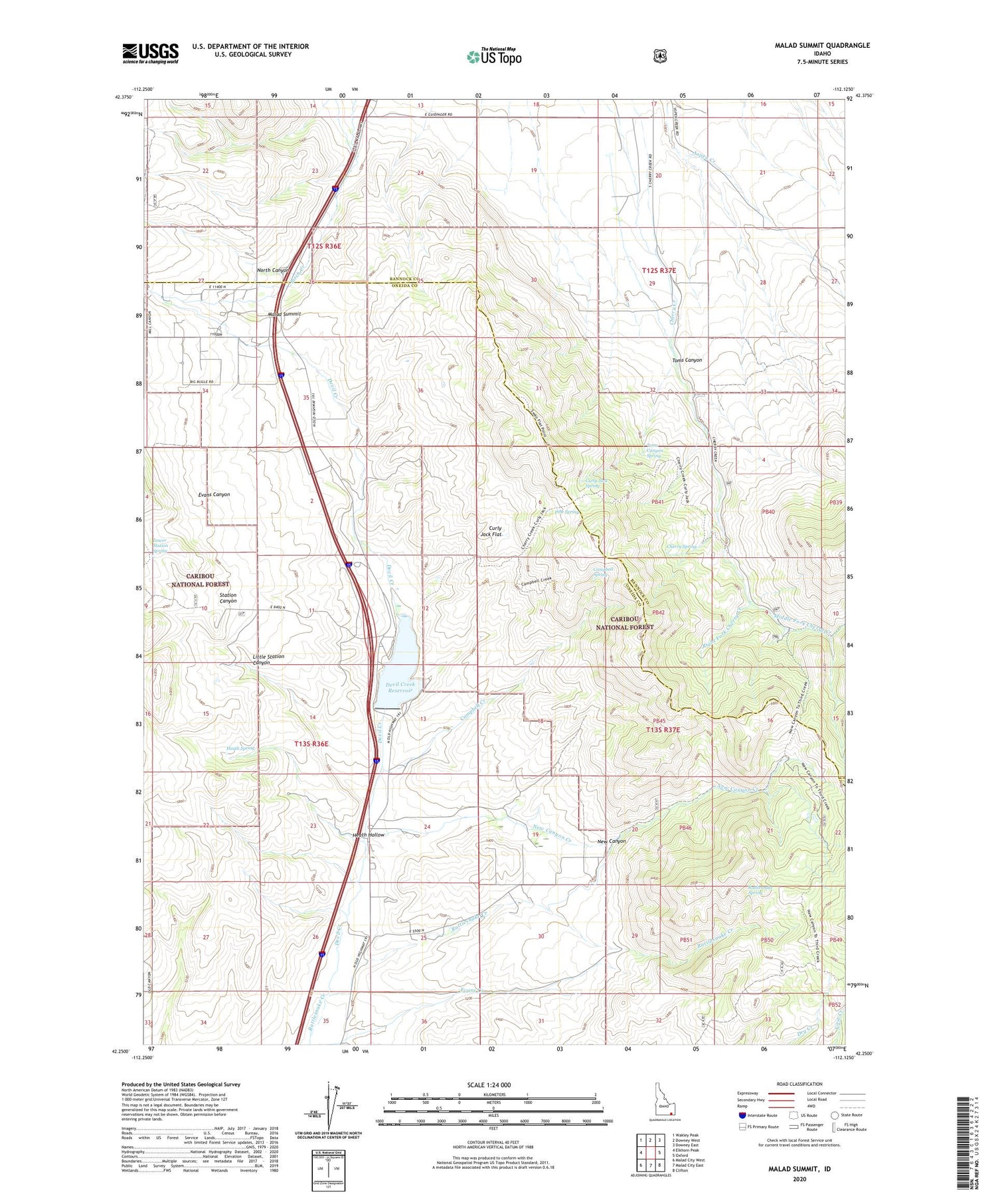 Malad Summit Idaho US Topo Map Image