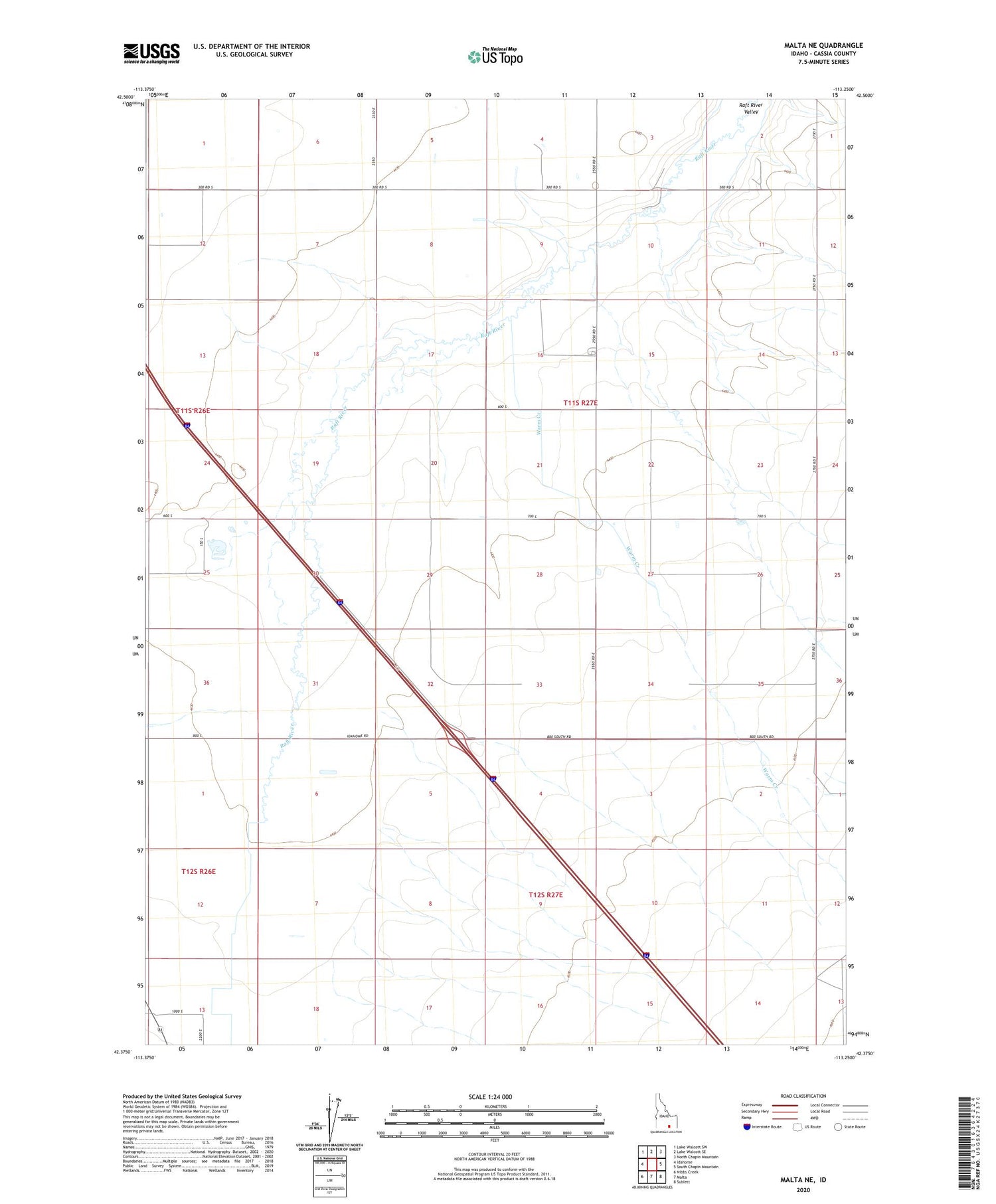 Malta NE Idaho US Topo Map Image