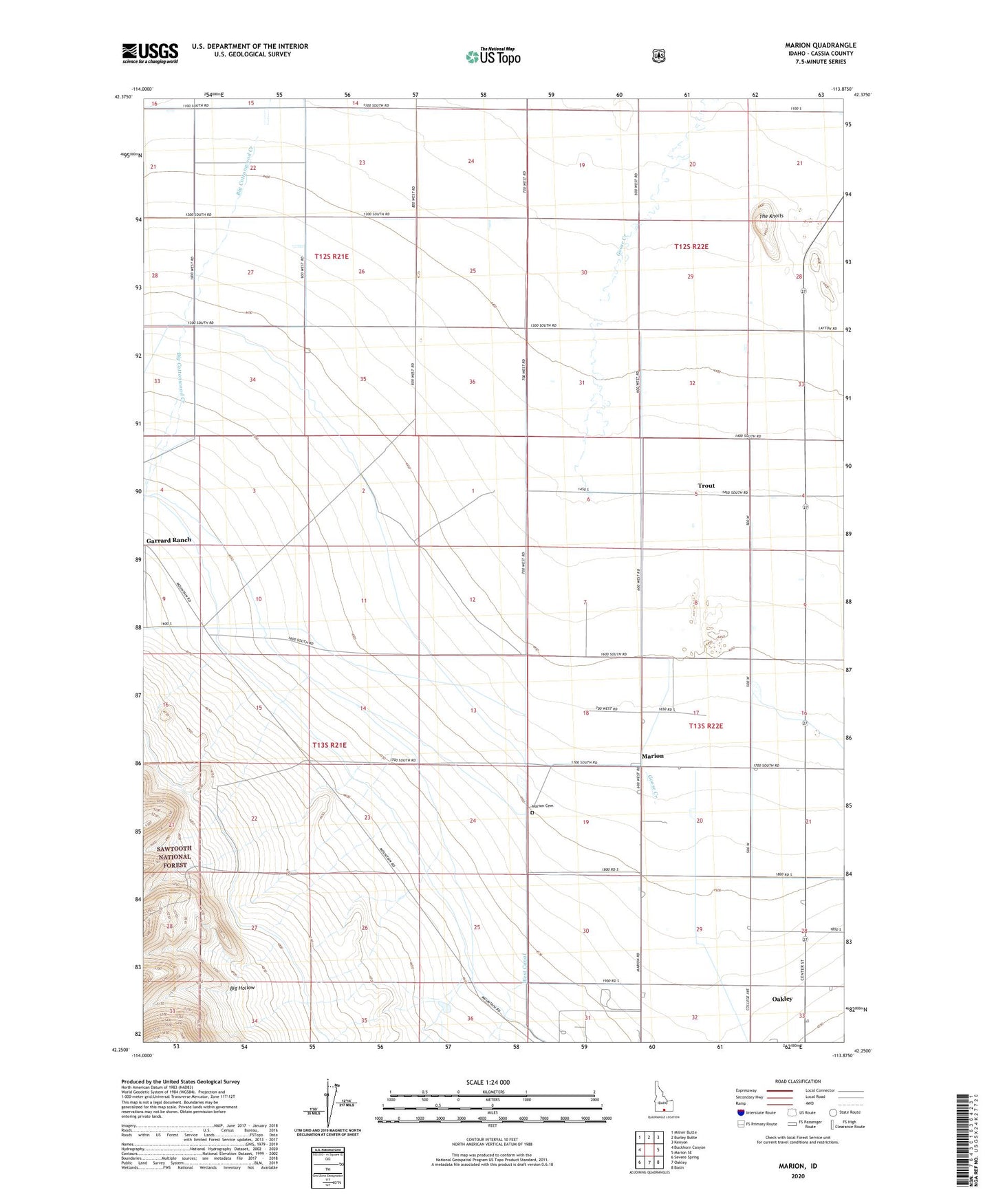 Marion Idaho US Topo Map Image