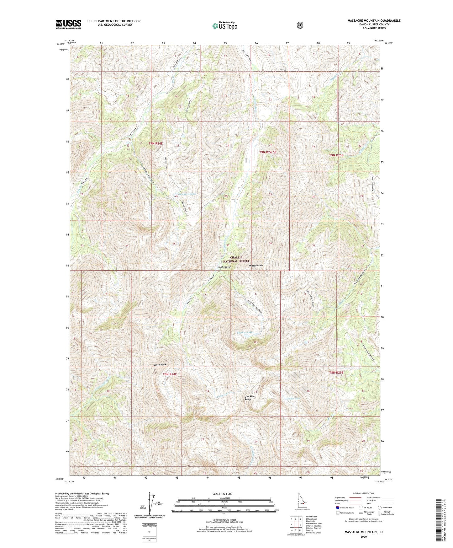 Massacre Mountain Idaho US Topo Map Image