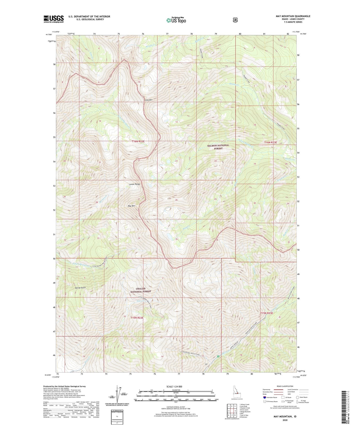 May Mountain Idaho US Topo Map Image